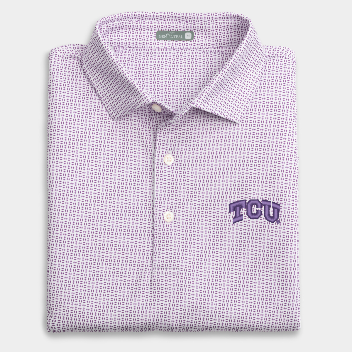 TCU Trellis Printed Performance Polo