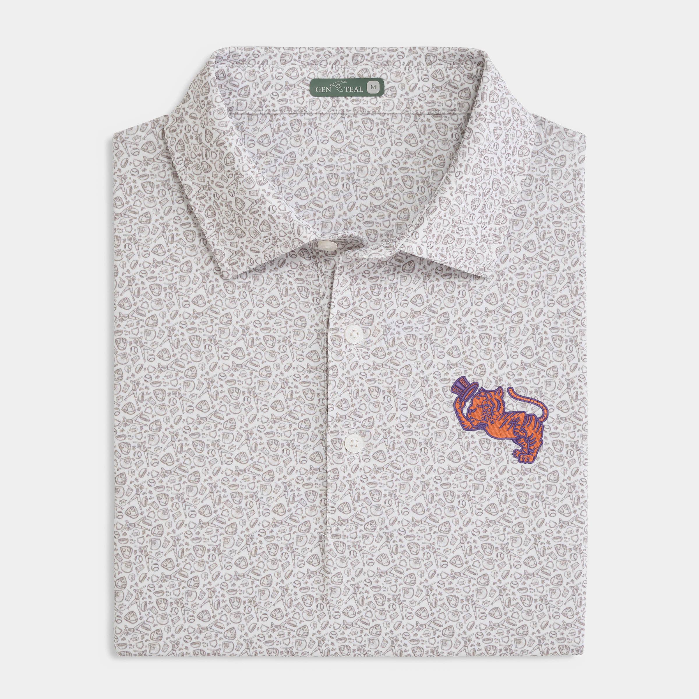 Clemson Top Hat Tiger Fastball Printed Performance Polo