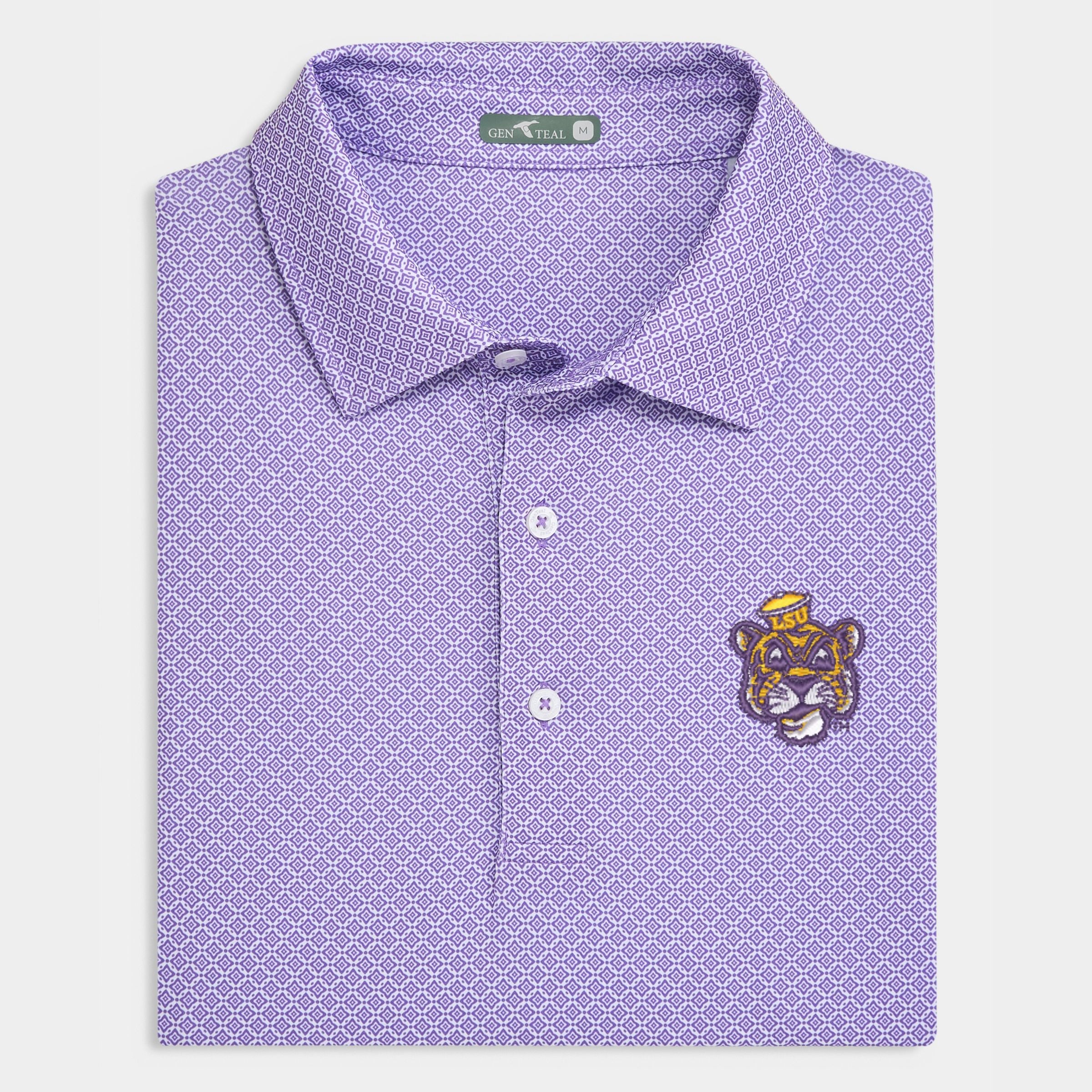 LSU Vault Diamond Lattice Printed Performance Polo