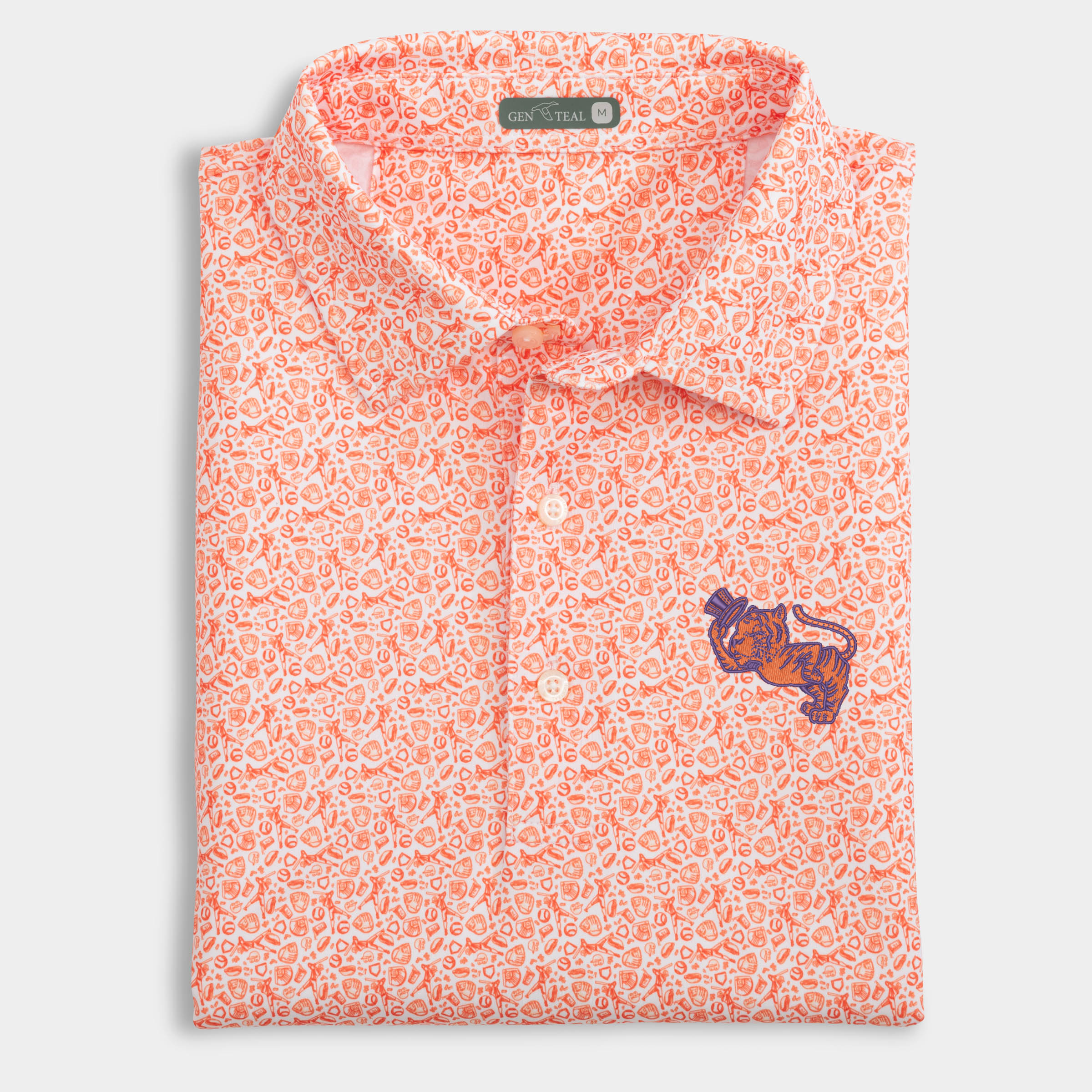 Clemson Top Hat Tiger Fastball Printed Performance Polo