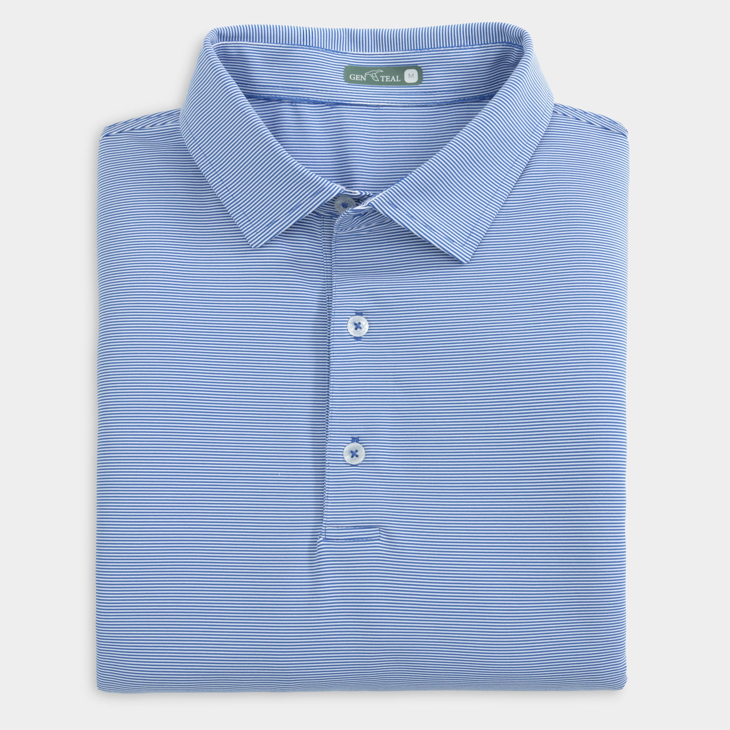 Collegiate Pinstripe Performance Polo-GenTeal Apparel