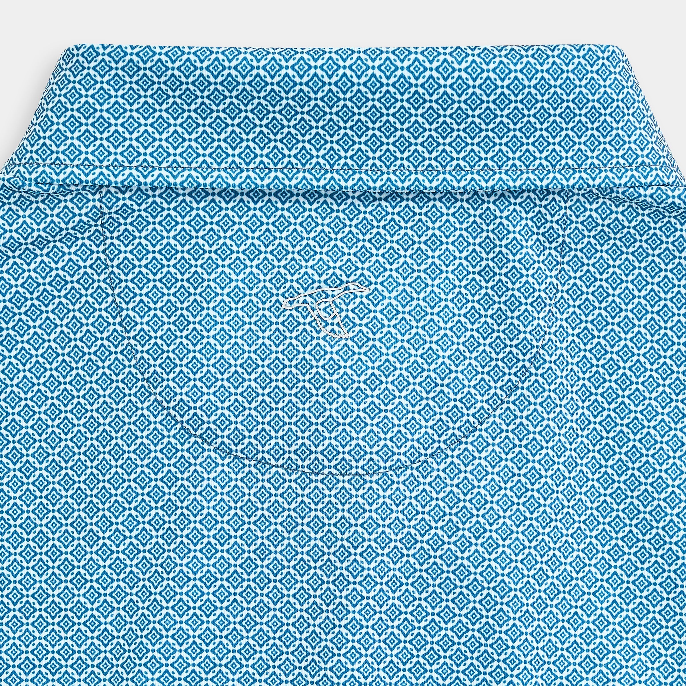 Navy Diamond Lattice Printed Performance Polo