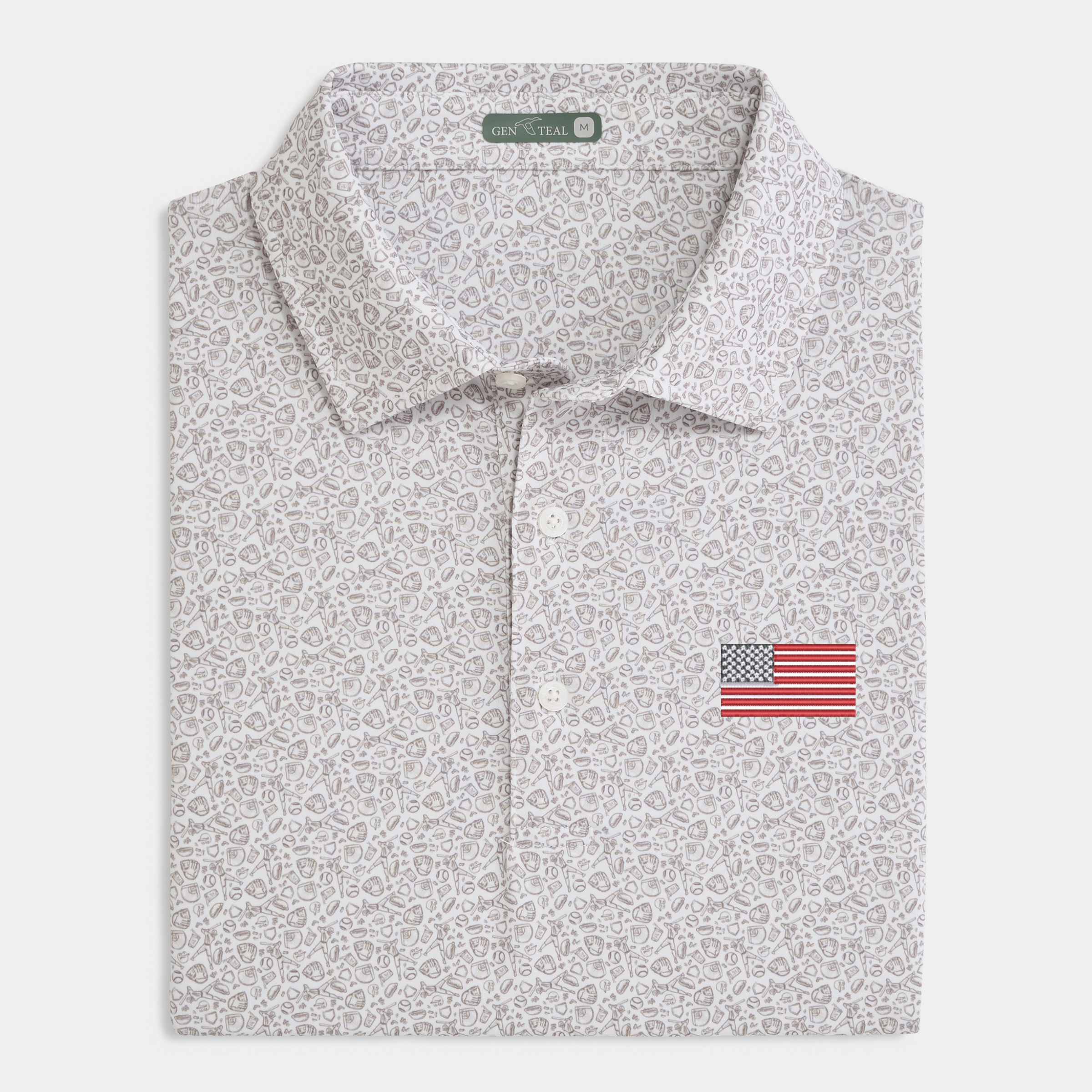 American Flag Fastball Printed Performance Polo
