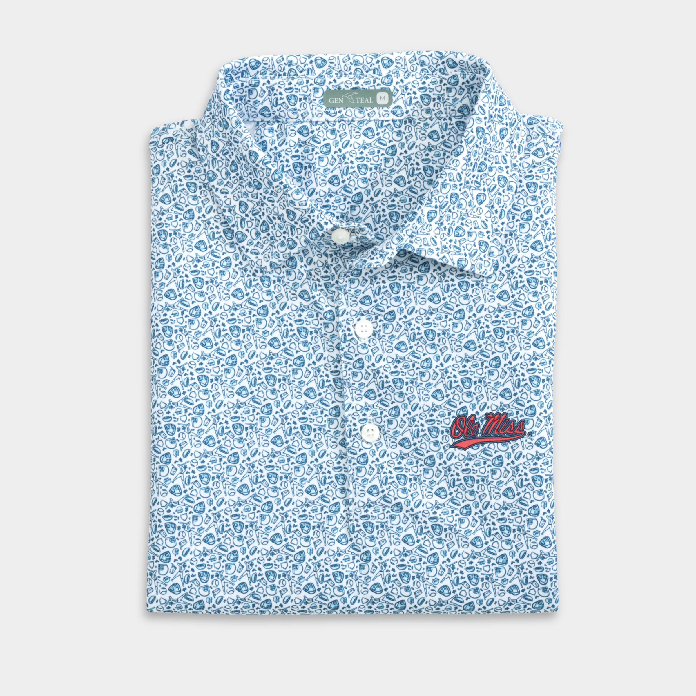 Ole Miss Baseball Script Fastball Printed Performance Polo