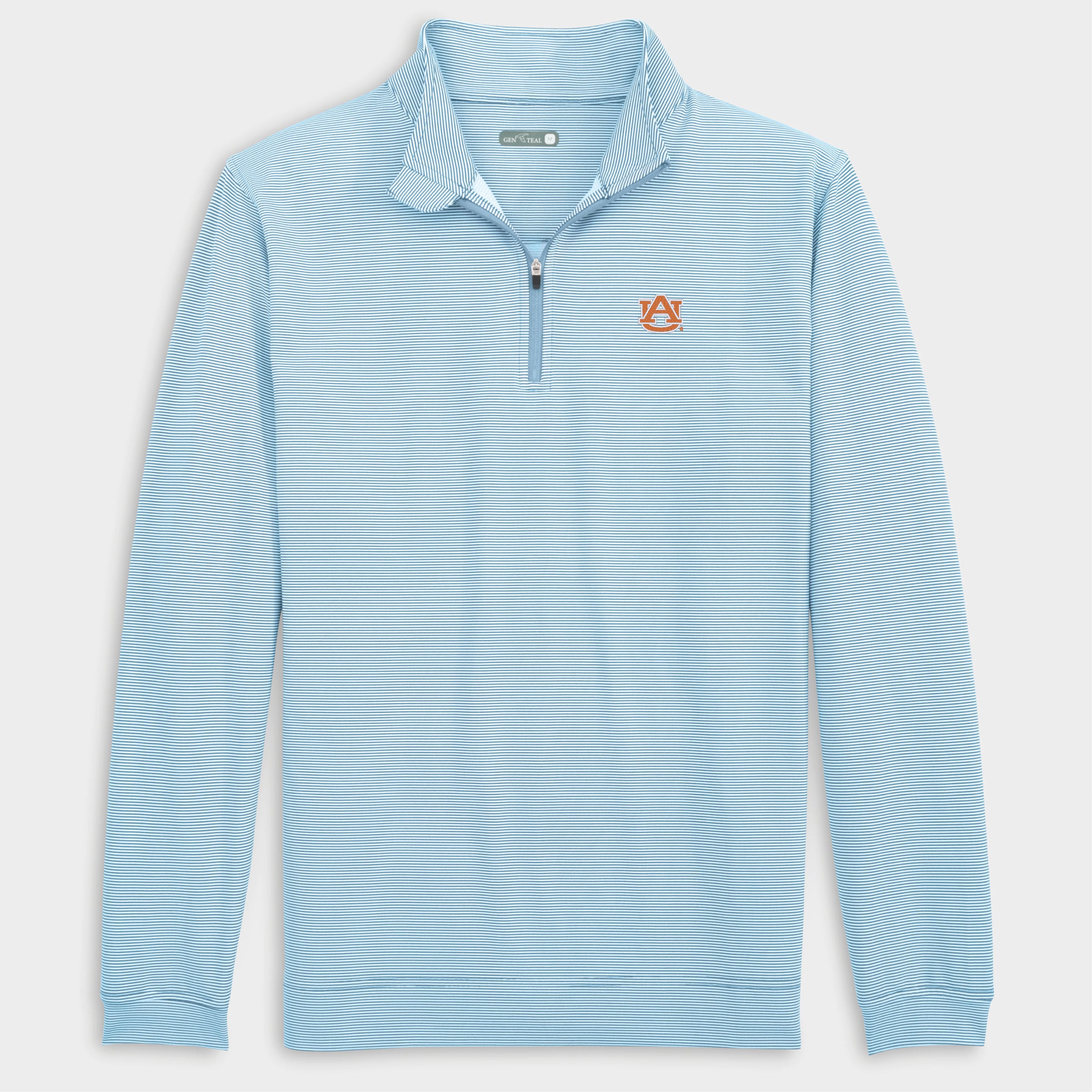 Auburn Pinstripe Venture Performance Quarter-Zip-GenTeal Apparel
