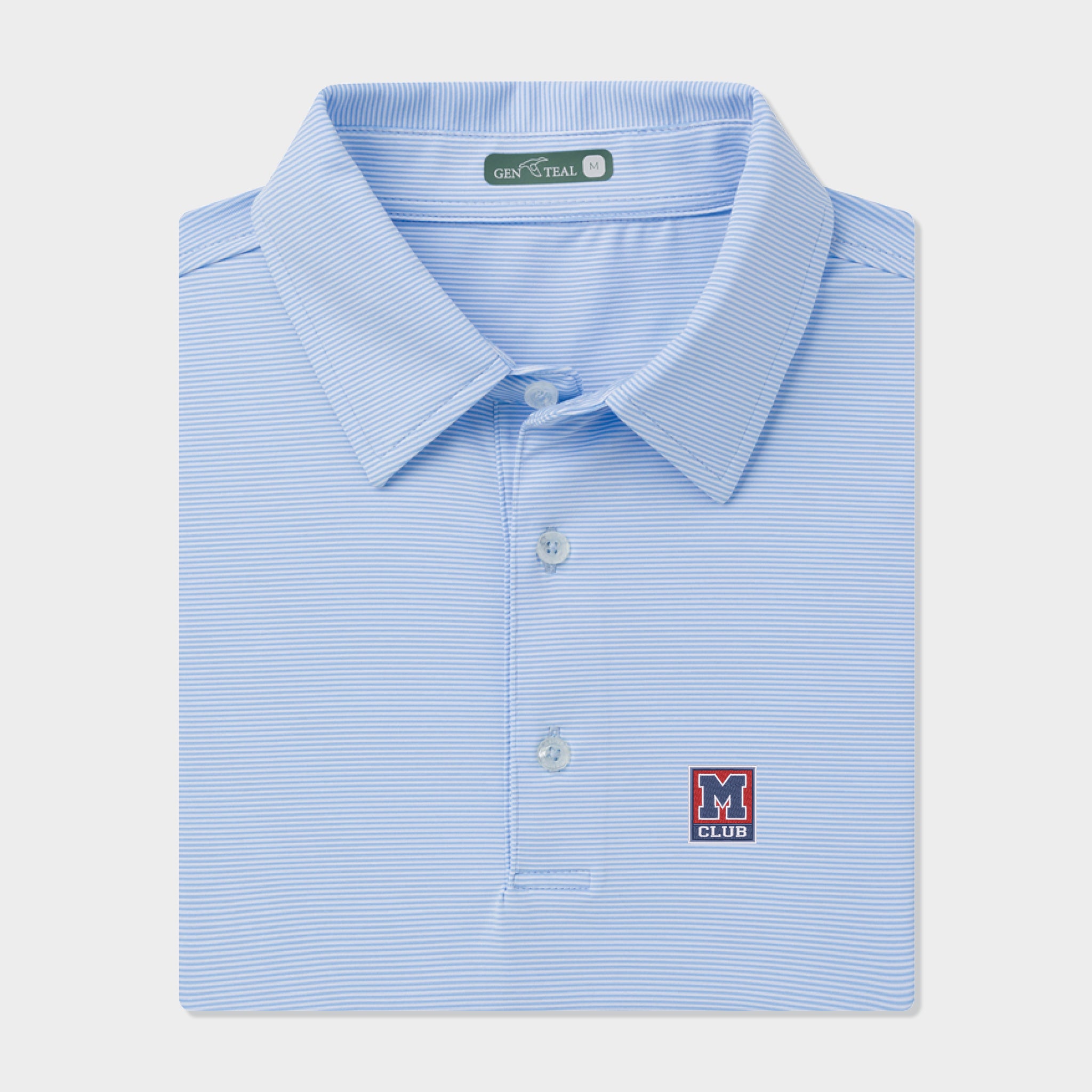 M Club Pinstripe Performance Polo-GenTeal Apparel