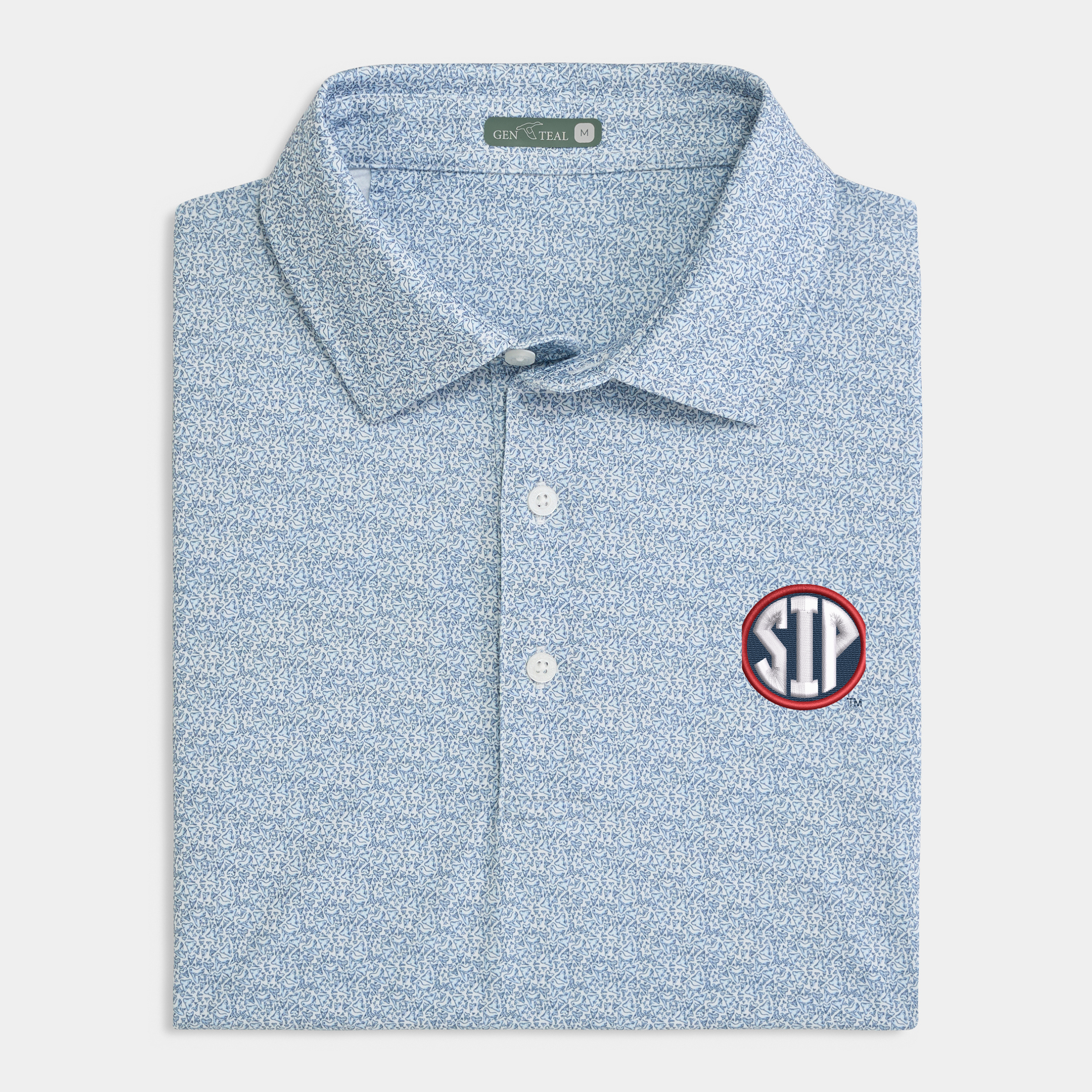 Ole Miss SIP Great White Printed Performance Polo