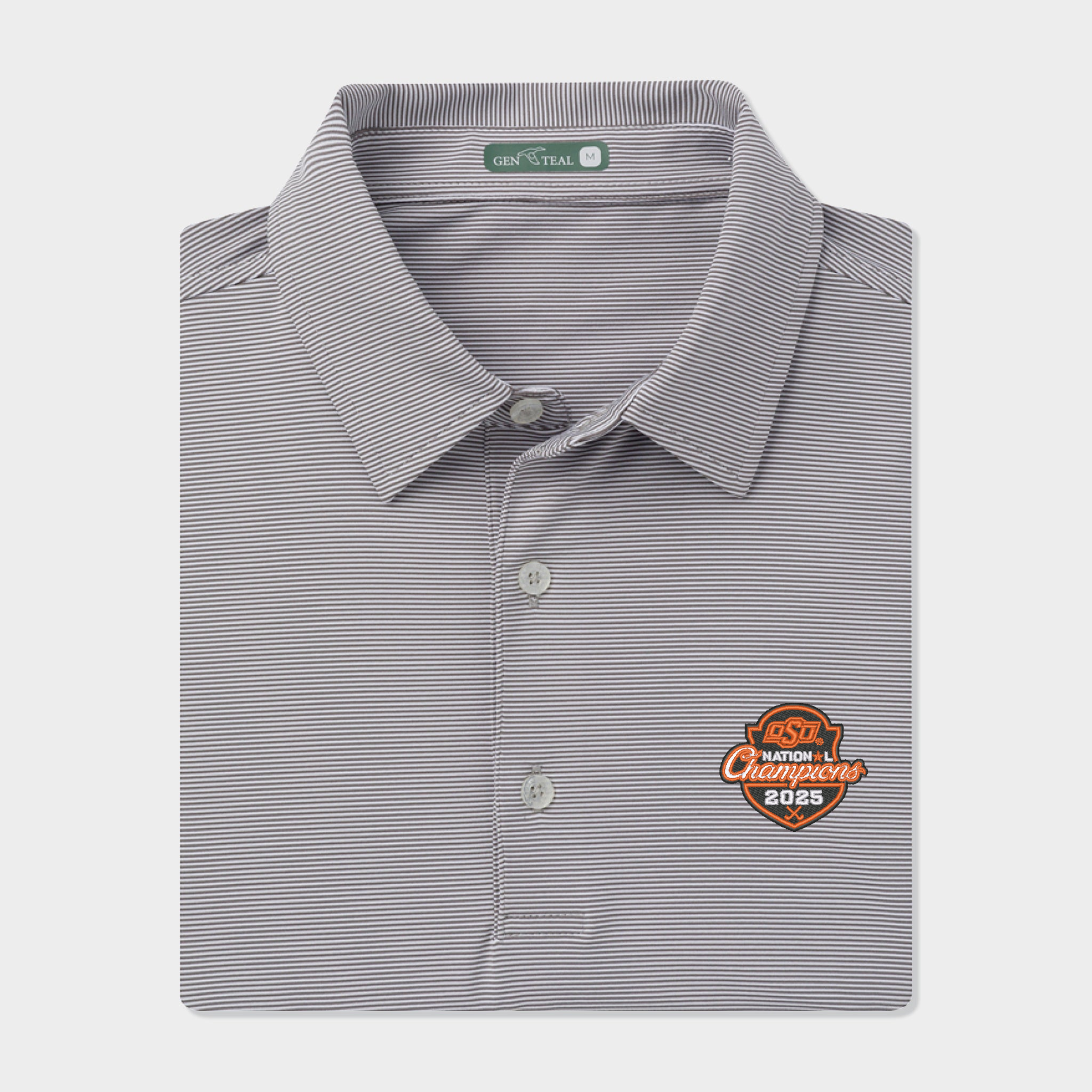 Oklahoma State Golf National Champions Pinstripe Performance Polo