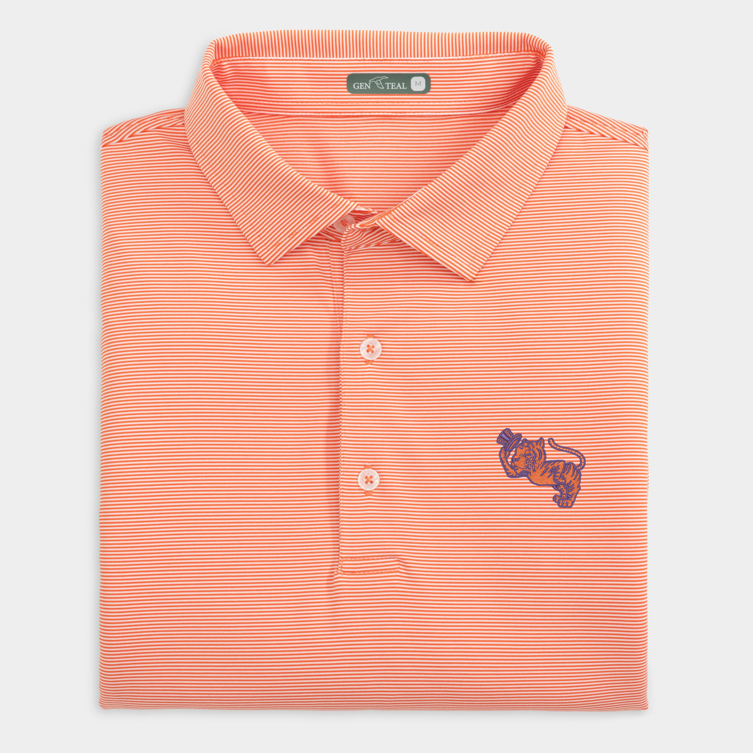 Clemson Vault Top Hat Tiger Pinstripe Performance Polo