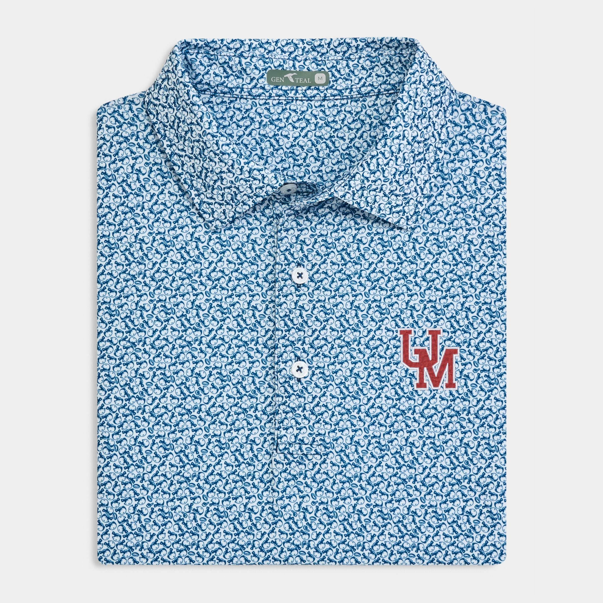 Sunday Ole Miss Helmet Havoc Printed Performance Polo