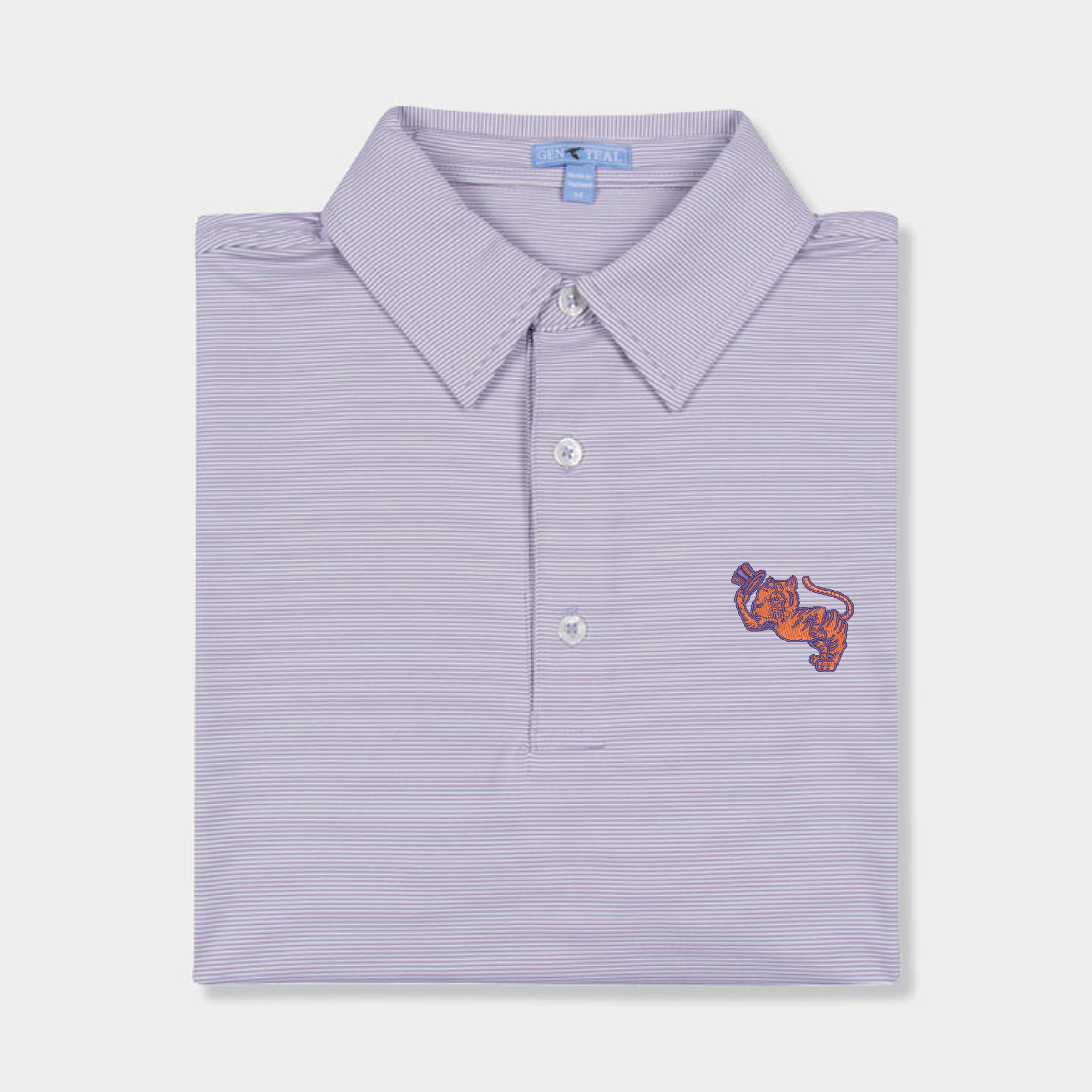 Clemson Vault Top Hat Tiger Pinstripe Performance Polo