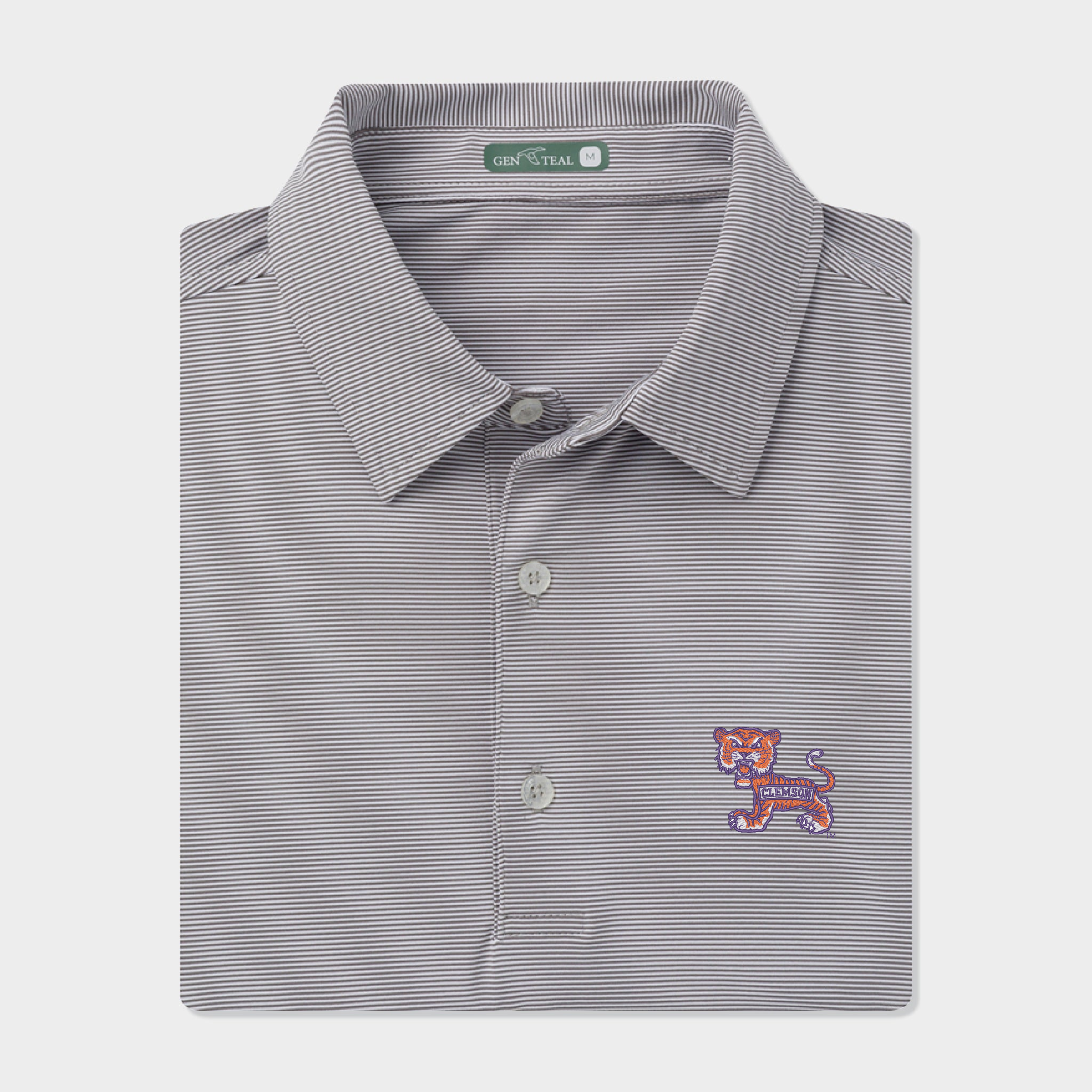 Clemson Vault Banner Tiger Pinstripe Performance Polo