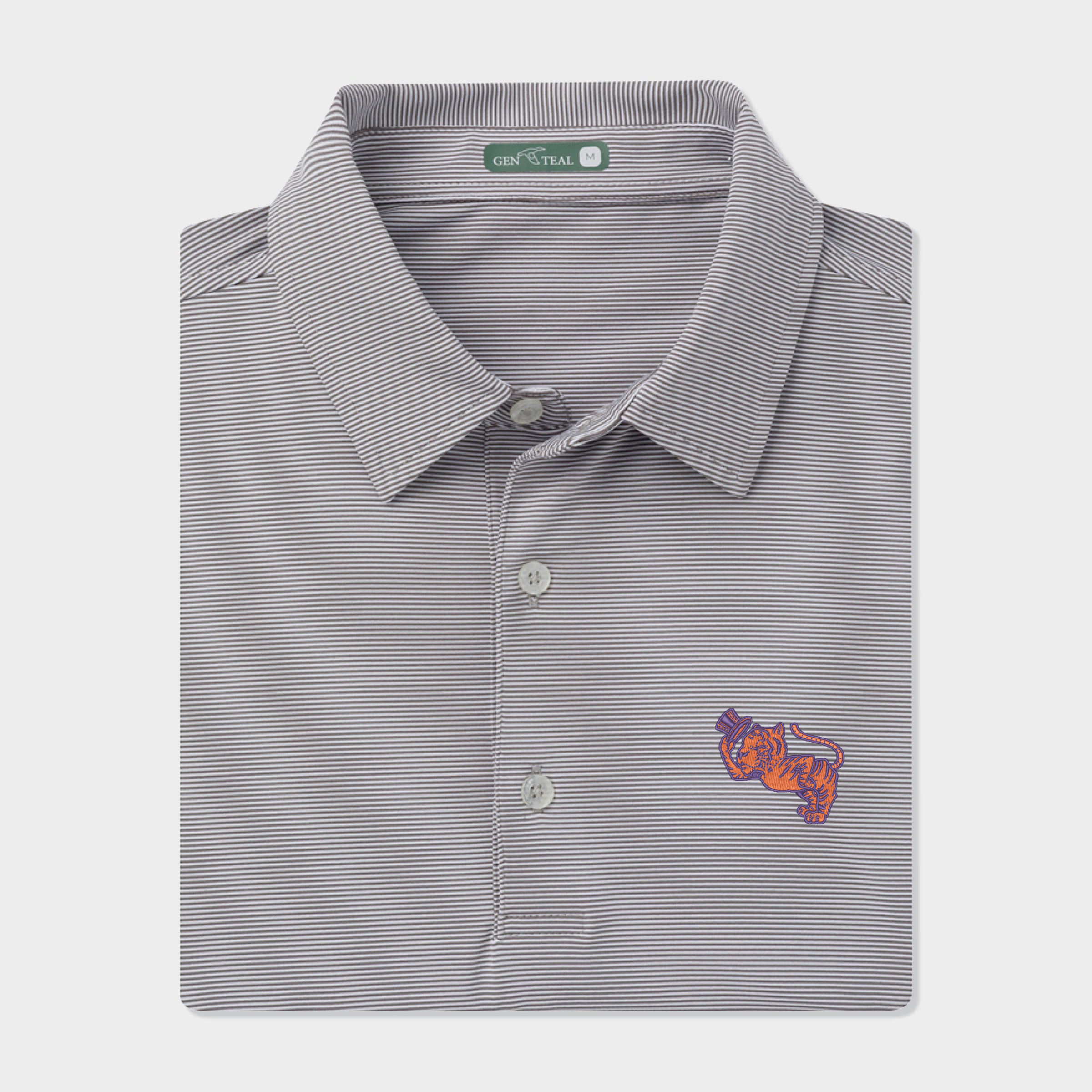 Clemson Vault Top Hat Tiger Pinstripe Performance Polo