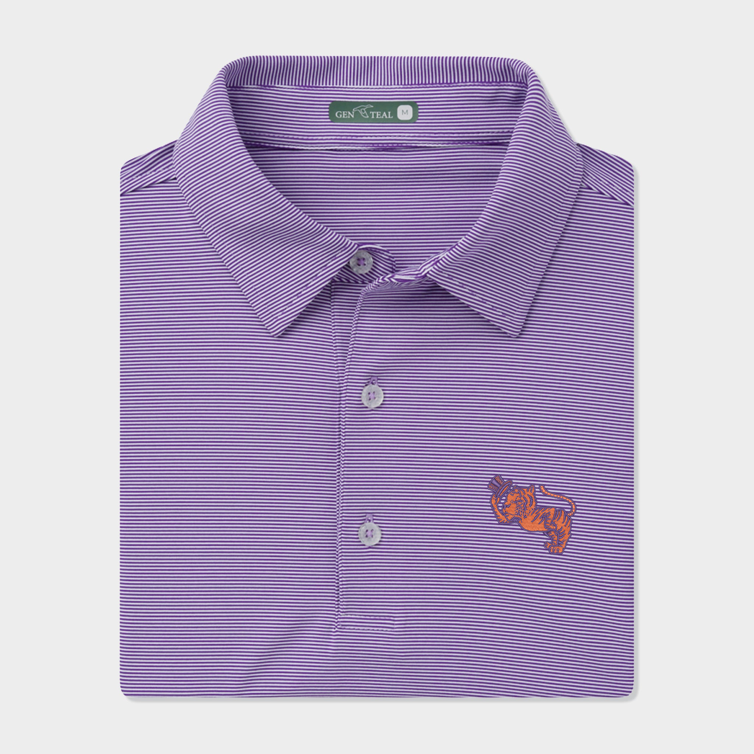 Clemson Vault Top Hat Tiger Pinstripe Performance Polo