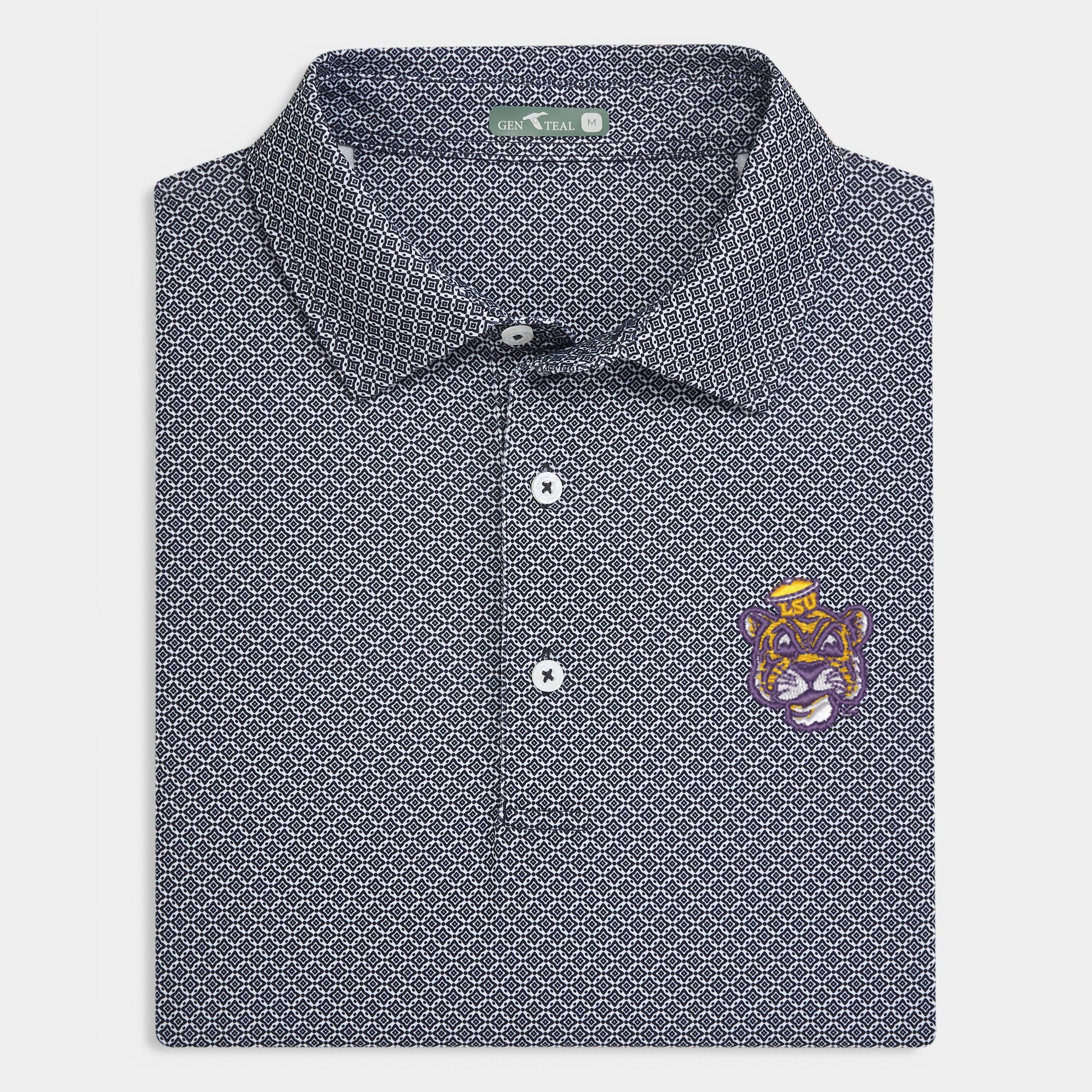 LSU Vault Diamond Lattice Printed Performance Polo