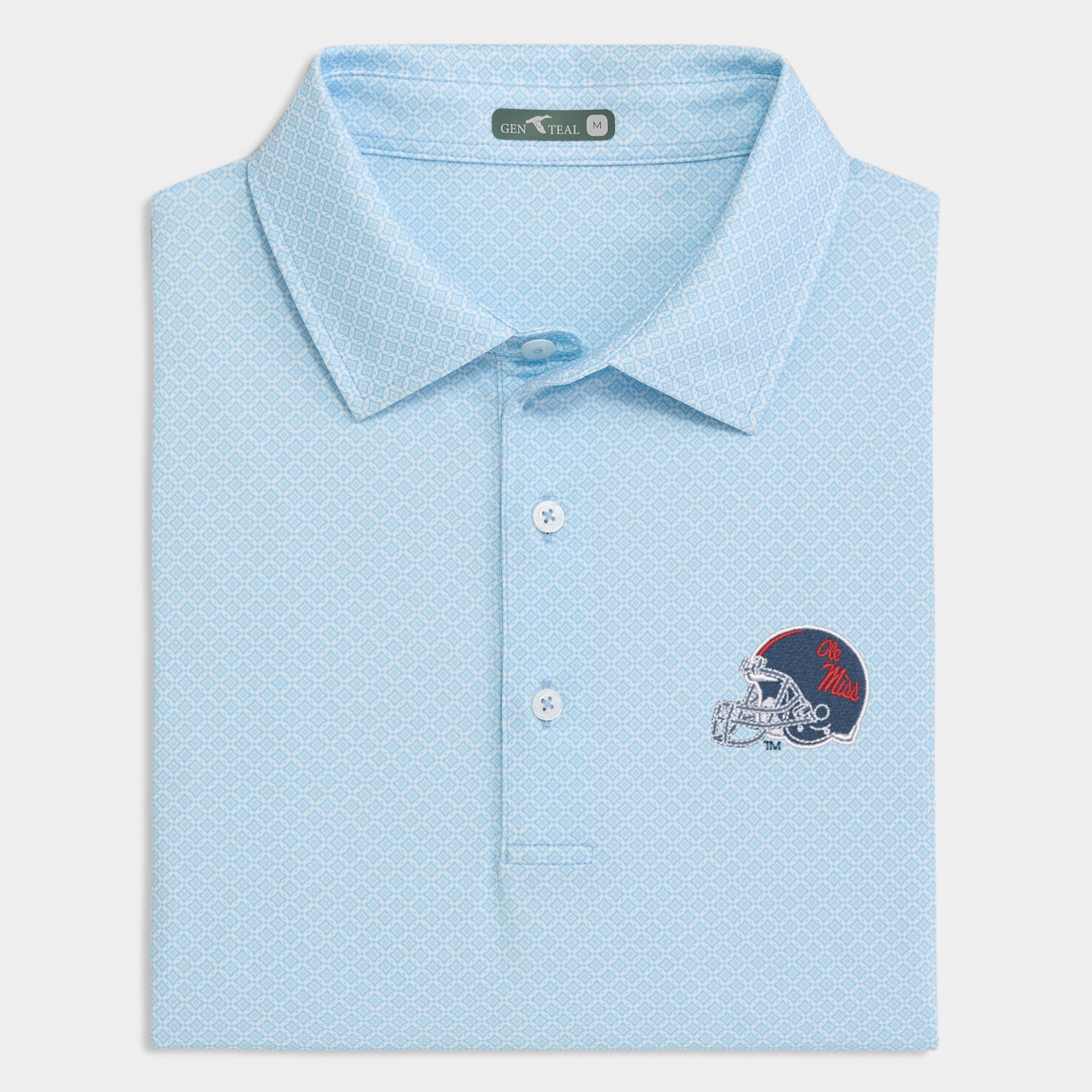 Ole Miss Helmet Diamond Lattice Printed Performance Polo