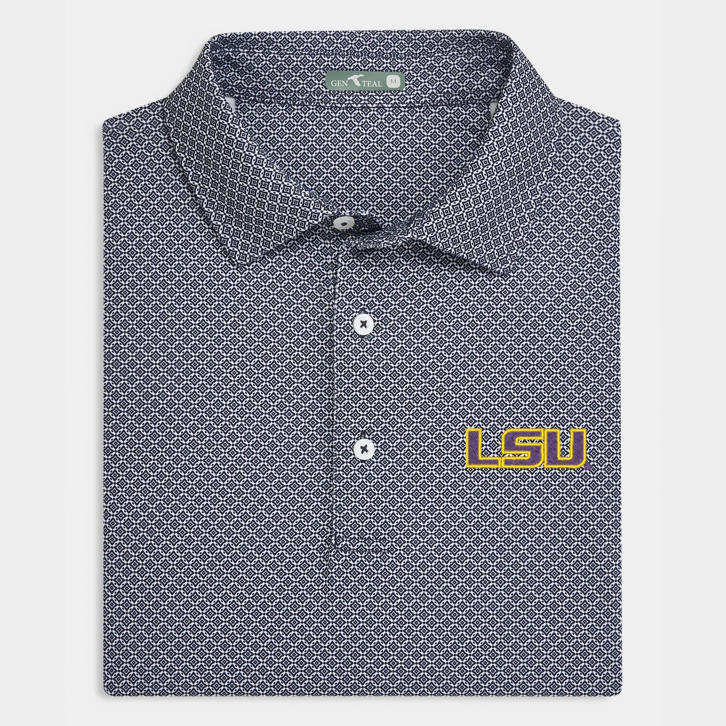 LSU Diamond Lattice Printed Performance Polo