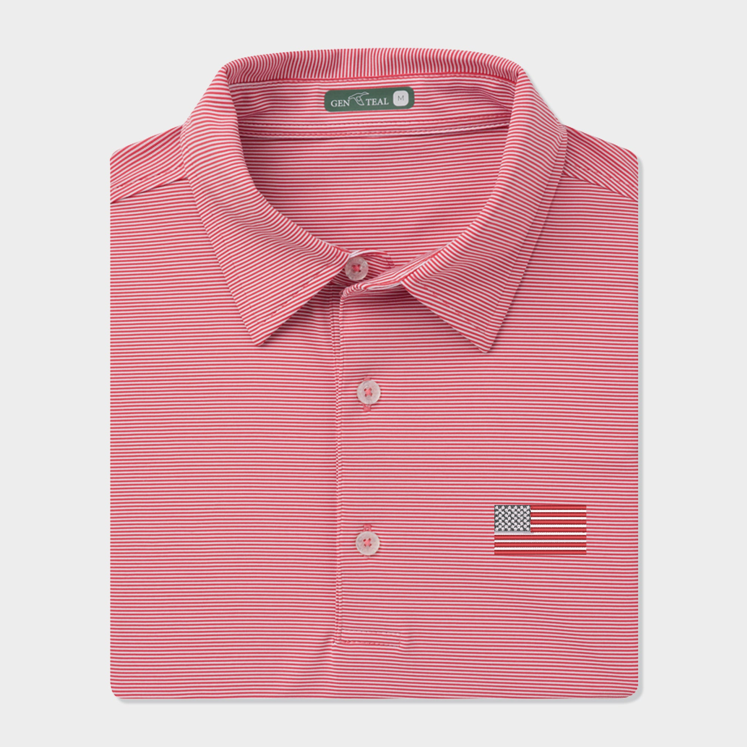 American Flag Pinstripe Performance Polo