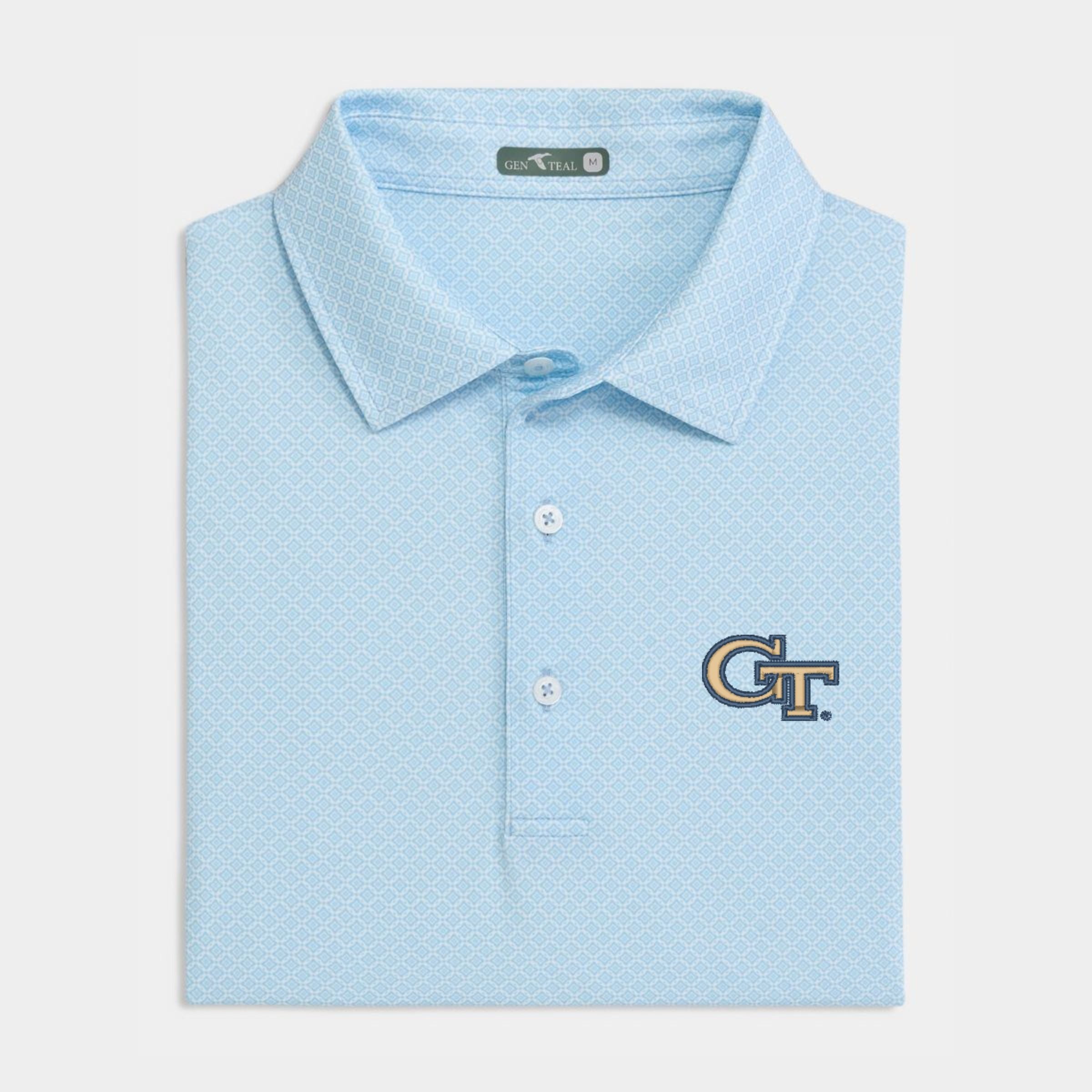 Georgia Tech Heritage Blue Diamond Lattice Printed Performance Polo