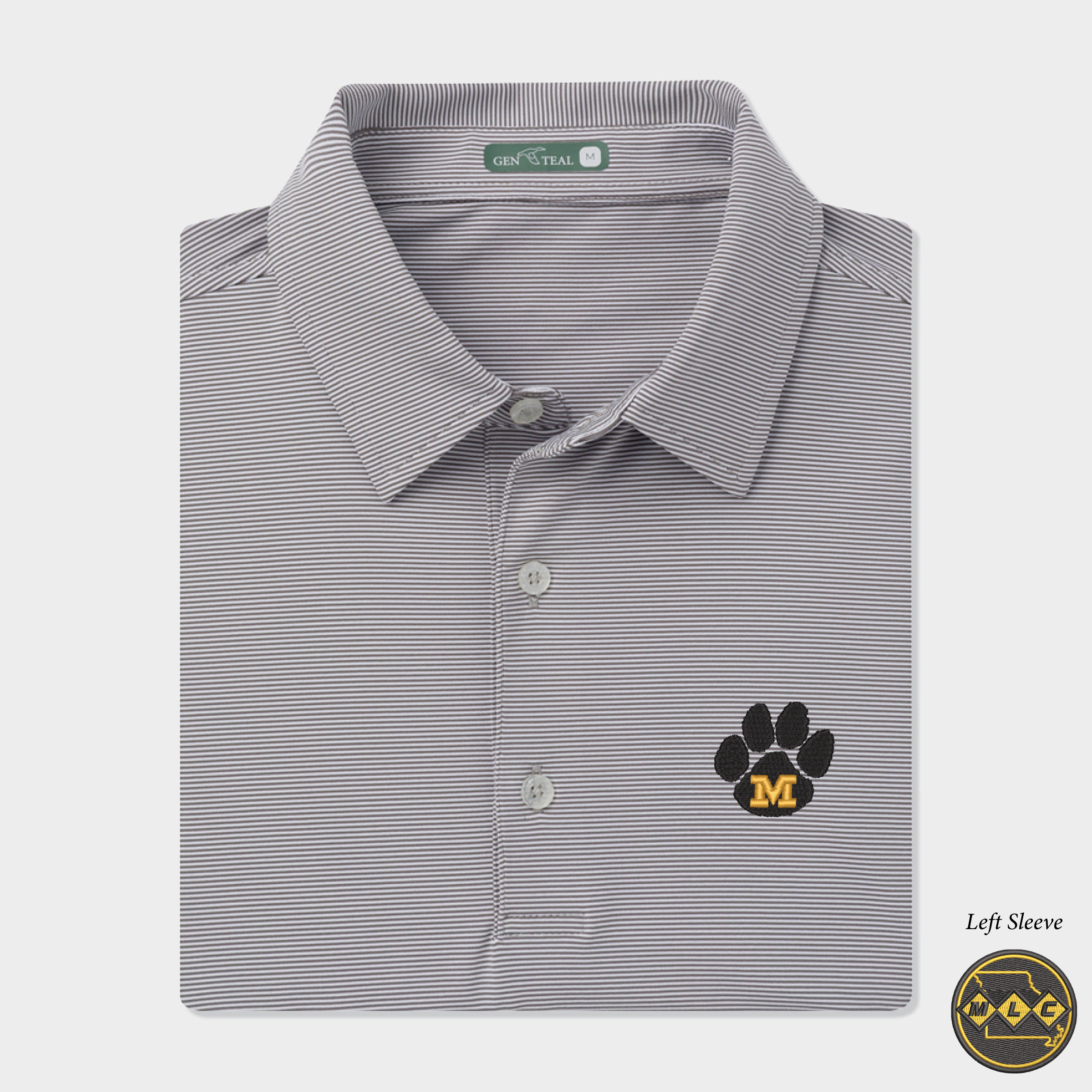 MLC Missouri Paw Pinstripe Performance Polo
