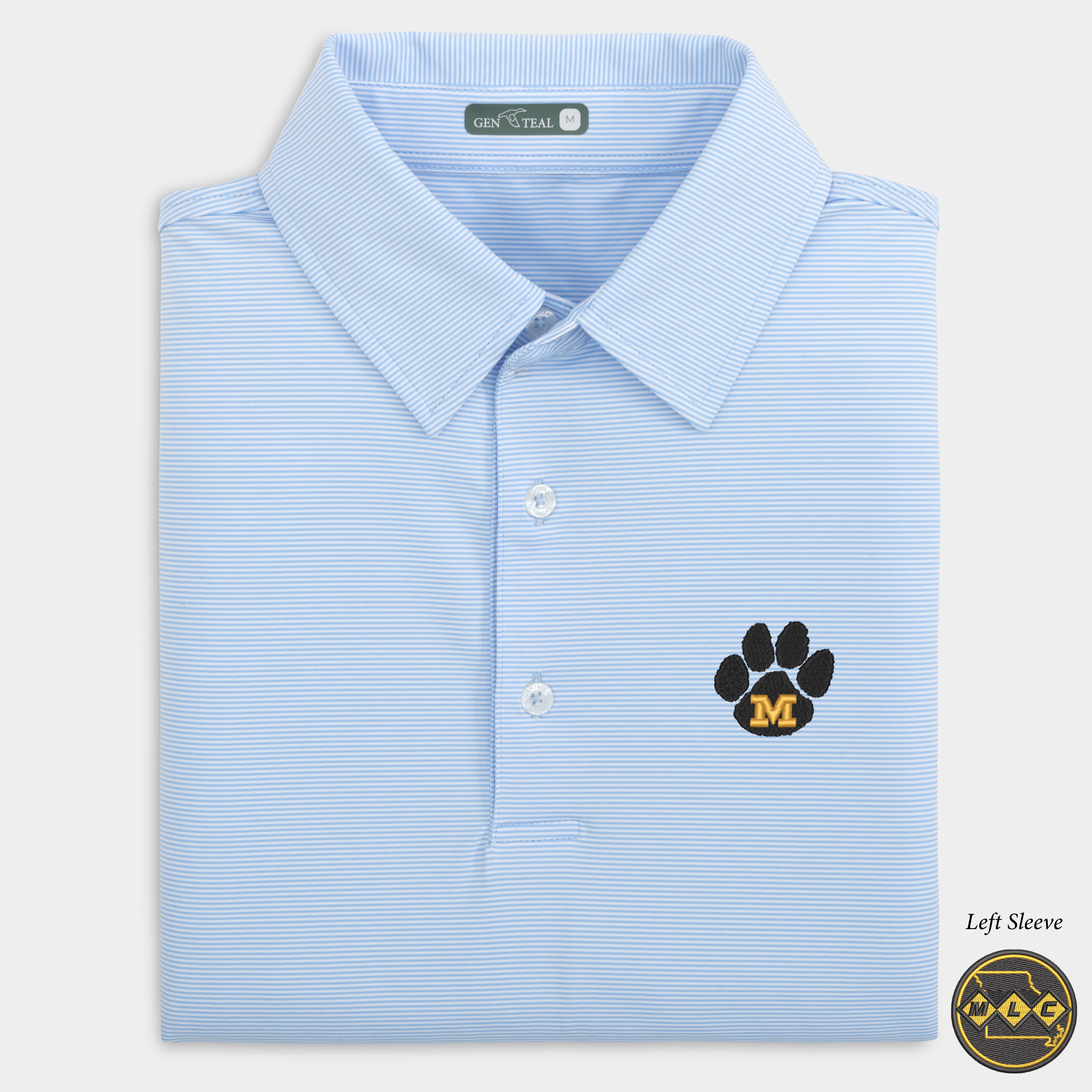 MLC Missouri Paw Pinstripe Performance Polo