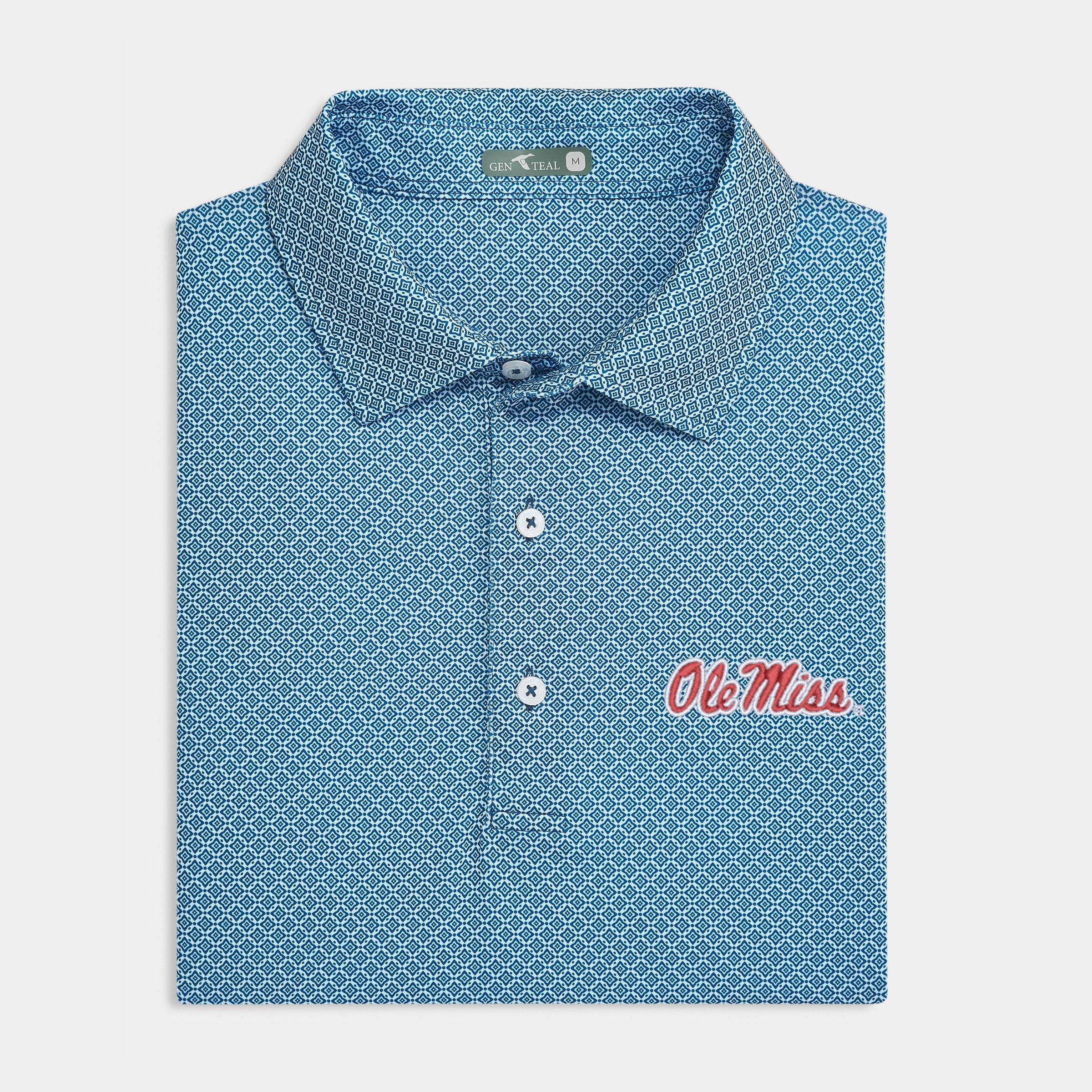 Ole Miss Diamond Lattice Printed Performance Polo
