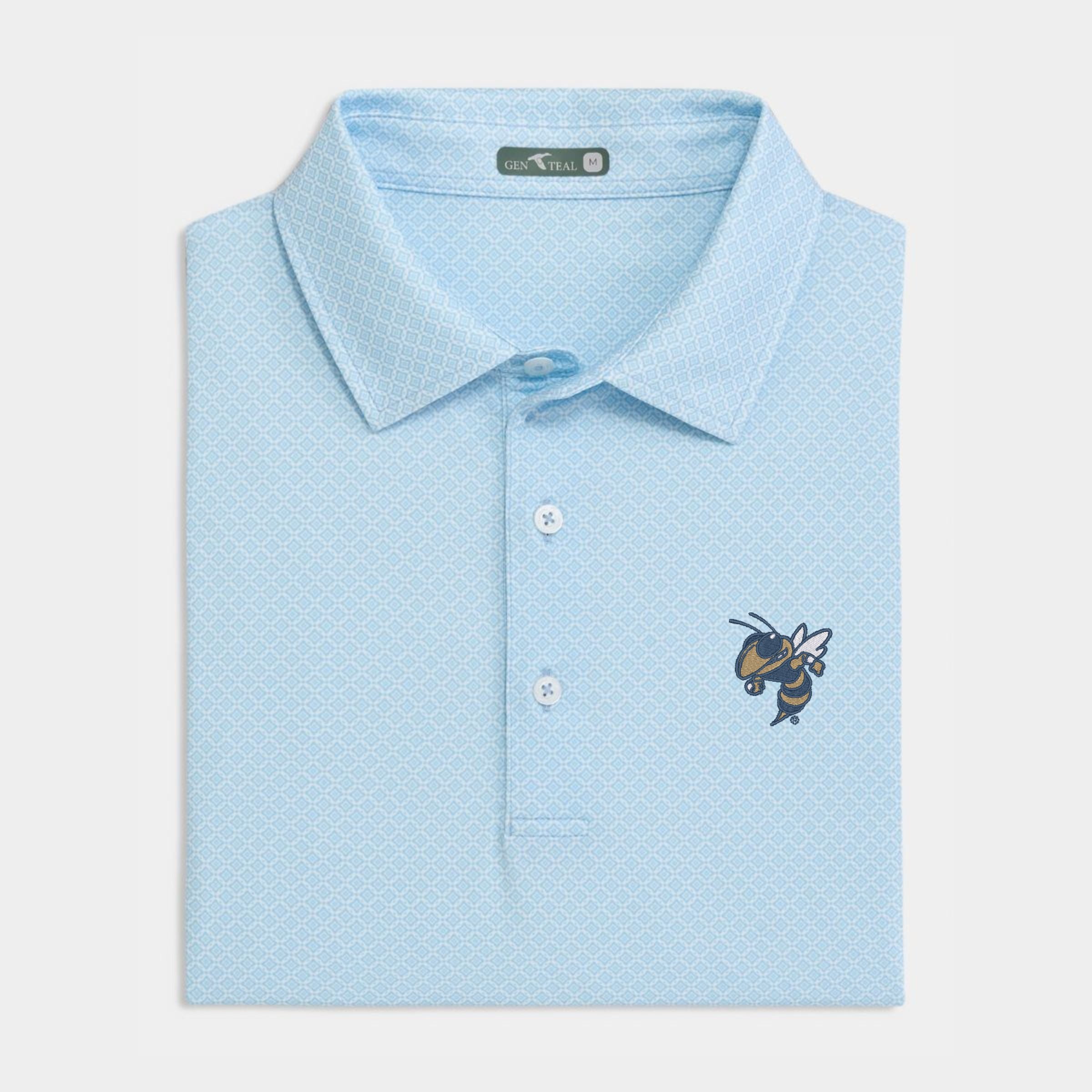 Georgia Tech Yellowjackets Heritage Blue Diamond Lattice Printed Performance Polo