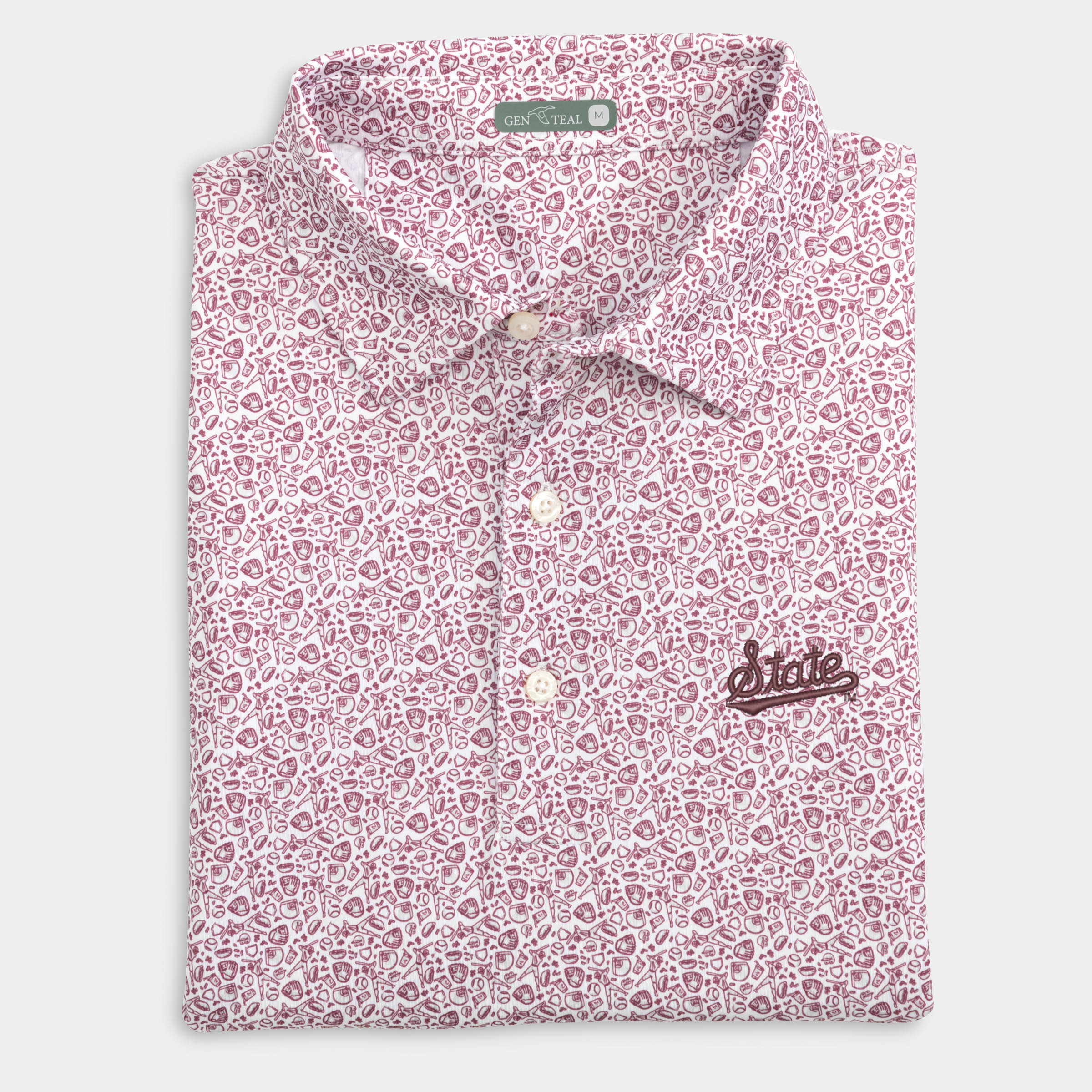 Mississippi State Script Fastball Printed Performance Polo