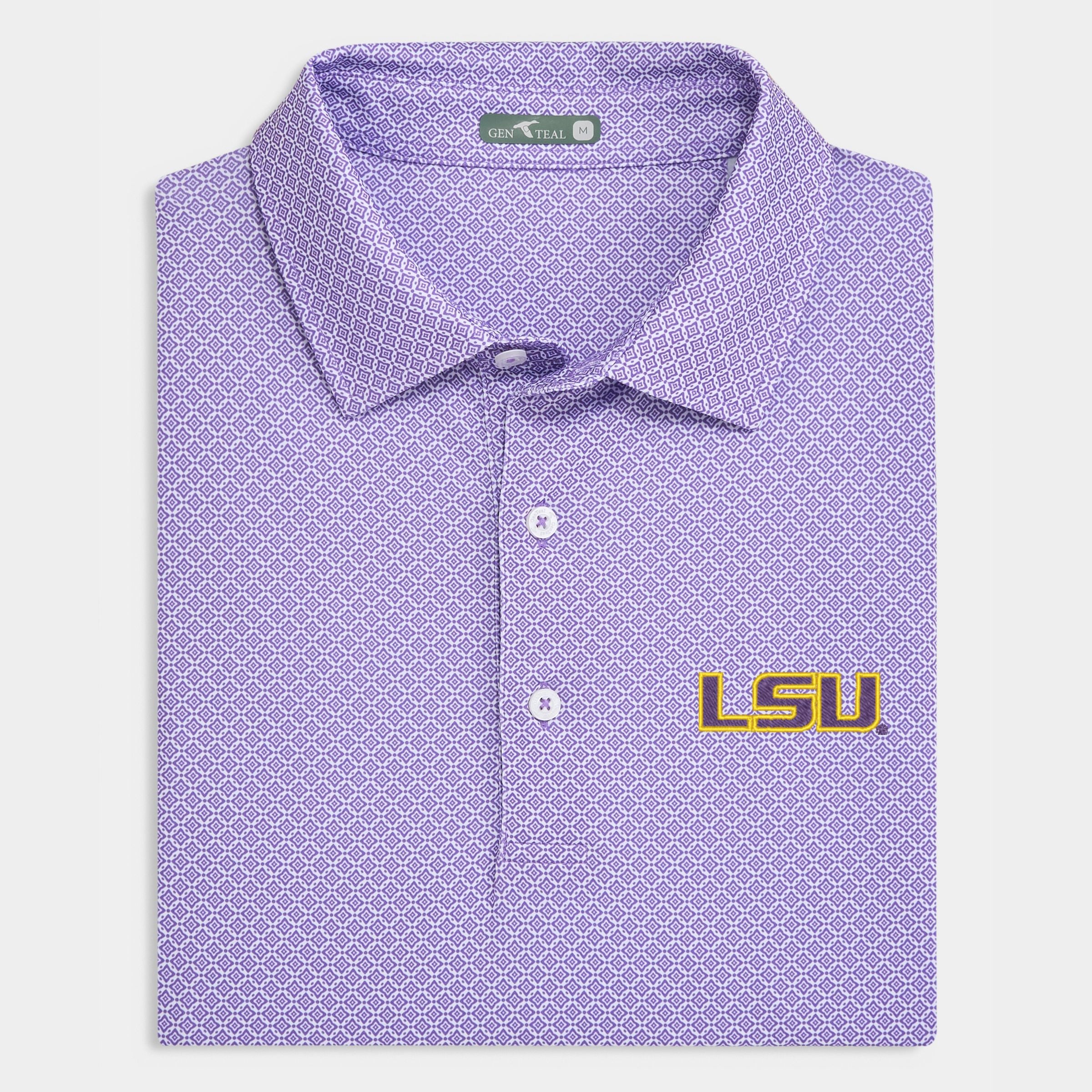 LSU Diamond Lattice Printed Performance Polo
