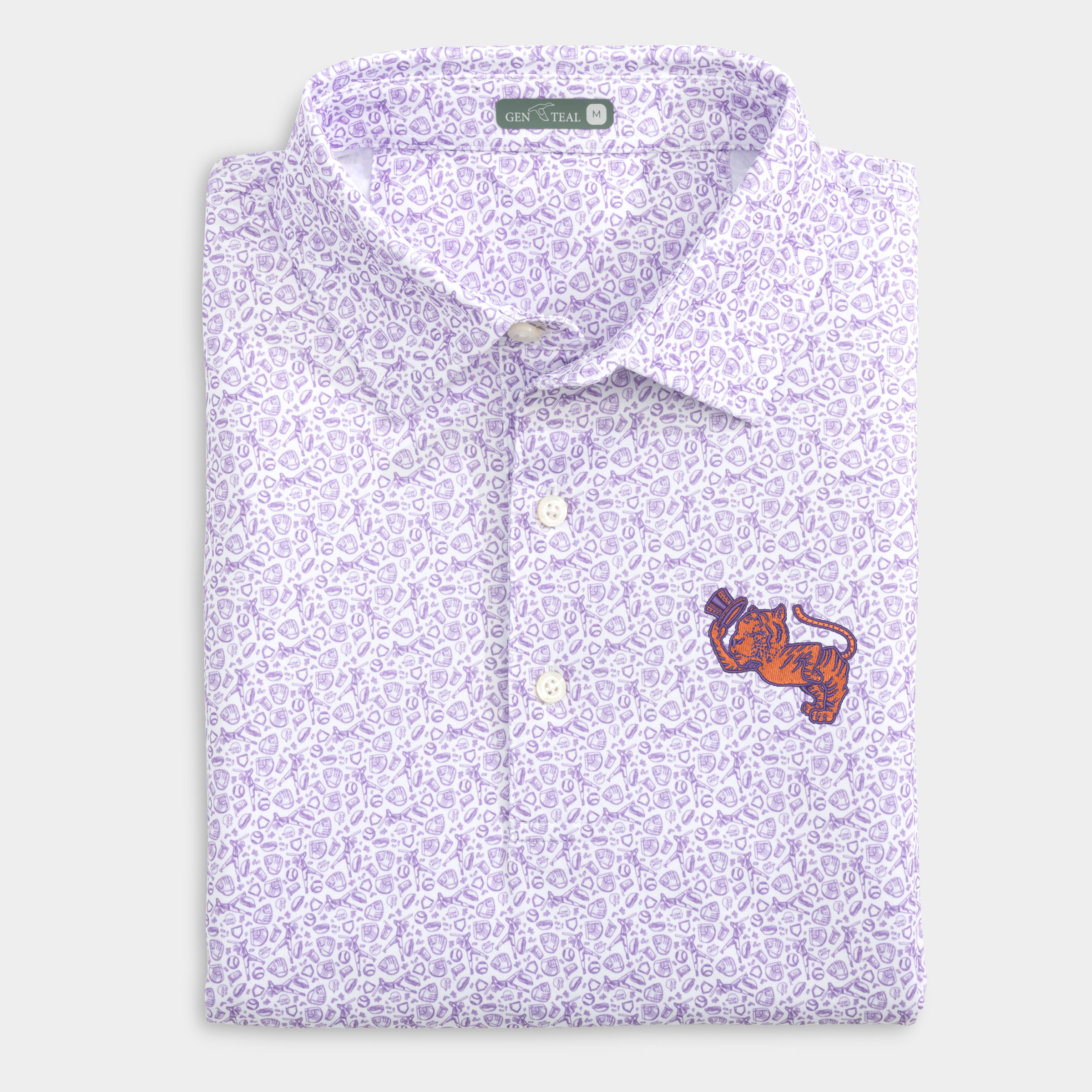 Clemson Top Hat Tiger Fastball Printed Performance Polo