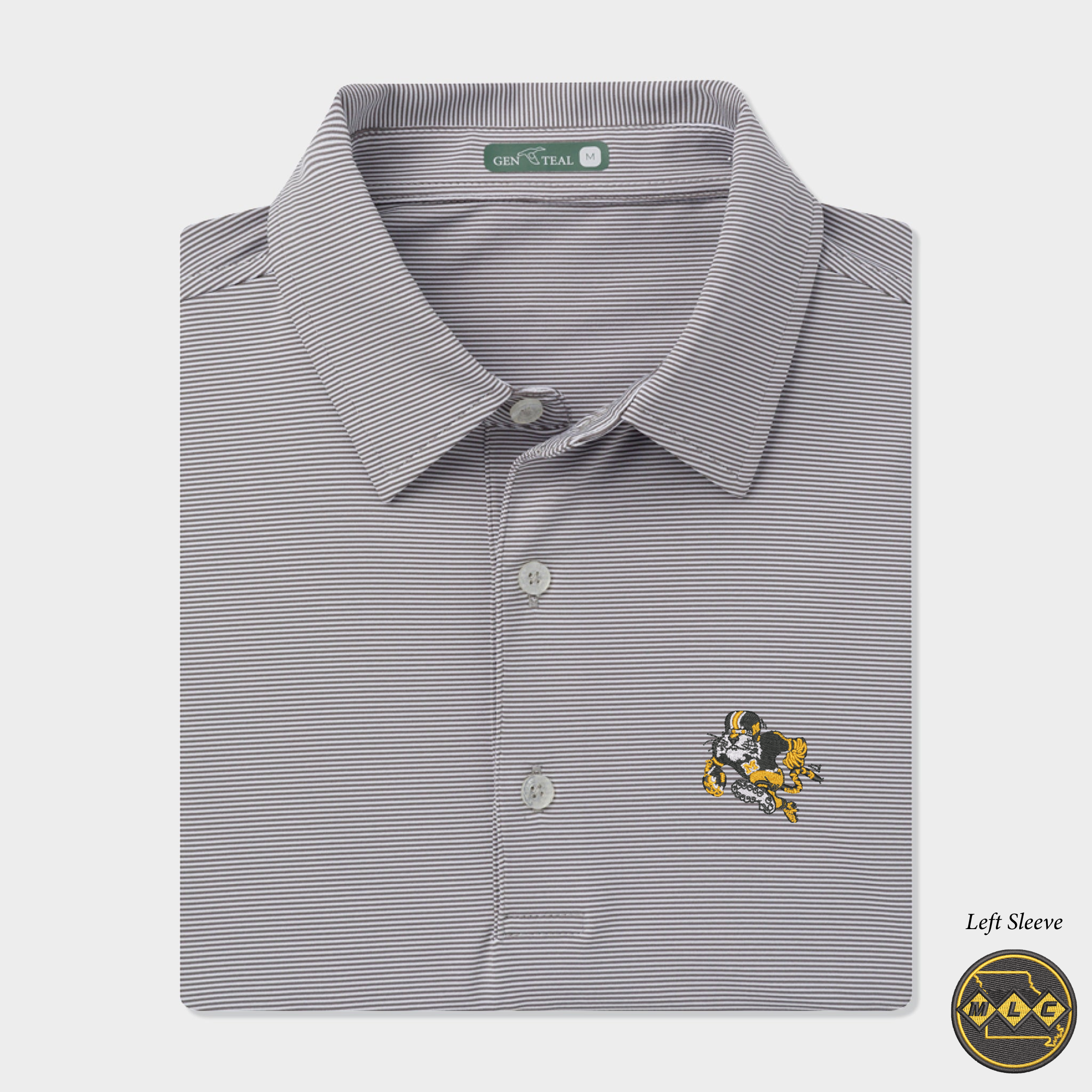 MLC Missouri Football Tiger Pinstripe Performance Polo