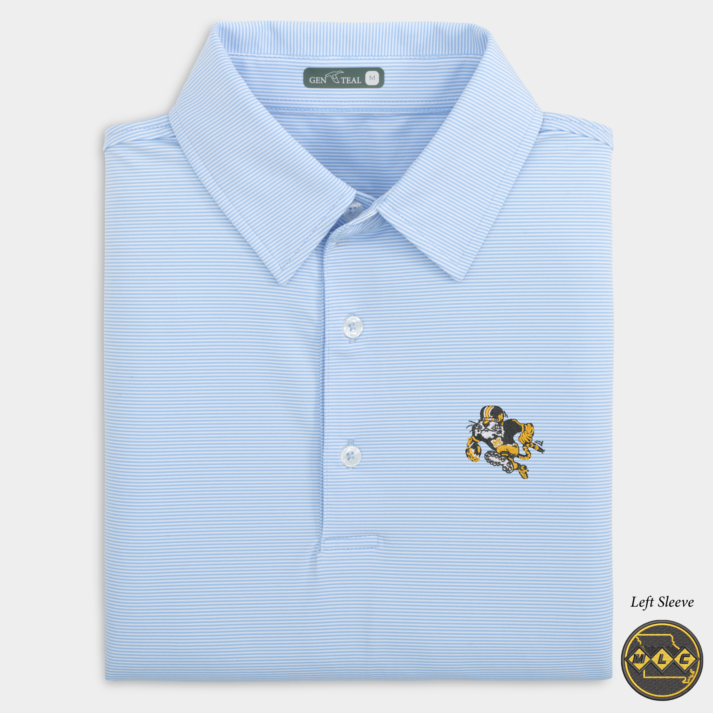 MLC Missouri Football Tiger Pinstripe Performance Polo