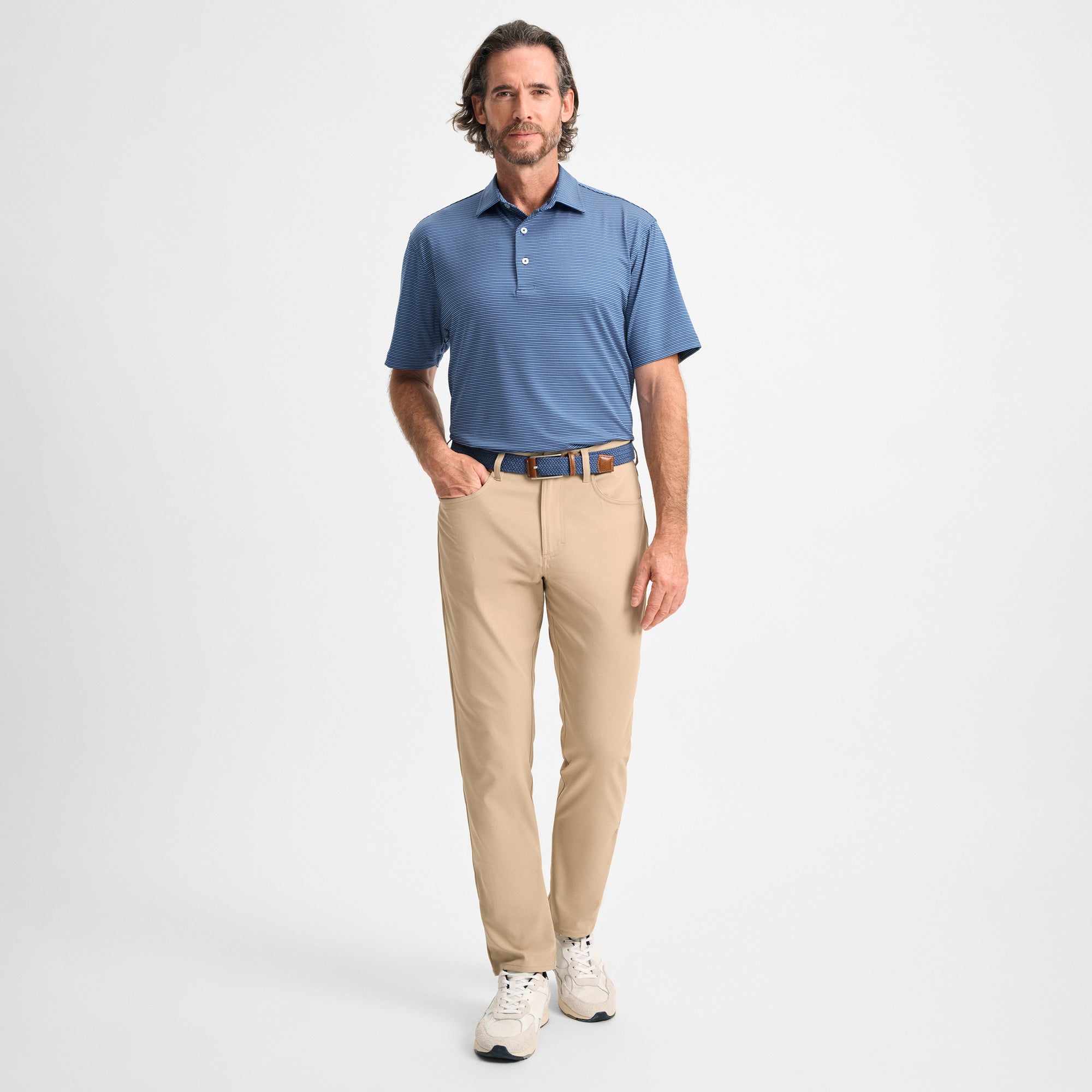 Heathered Pinstripe Performance Polo