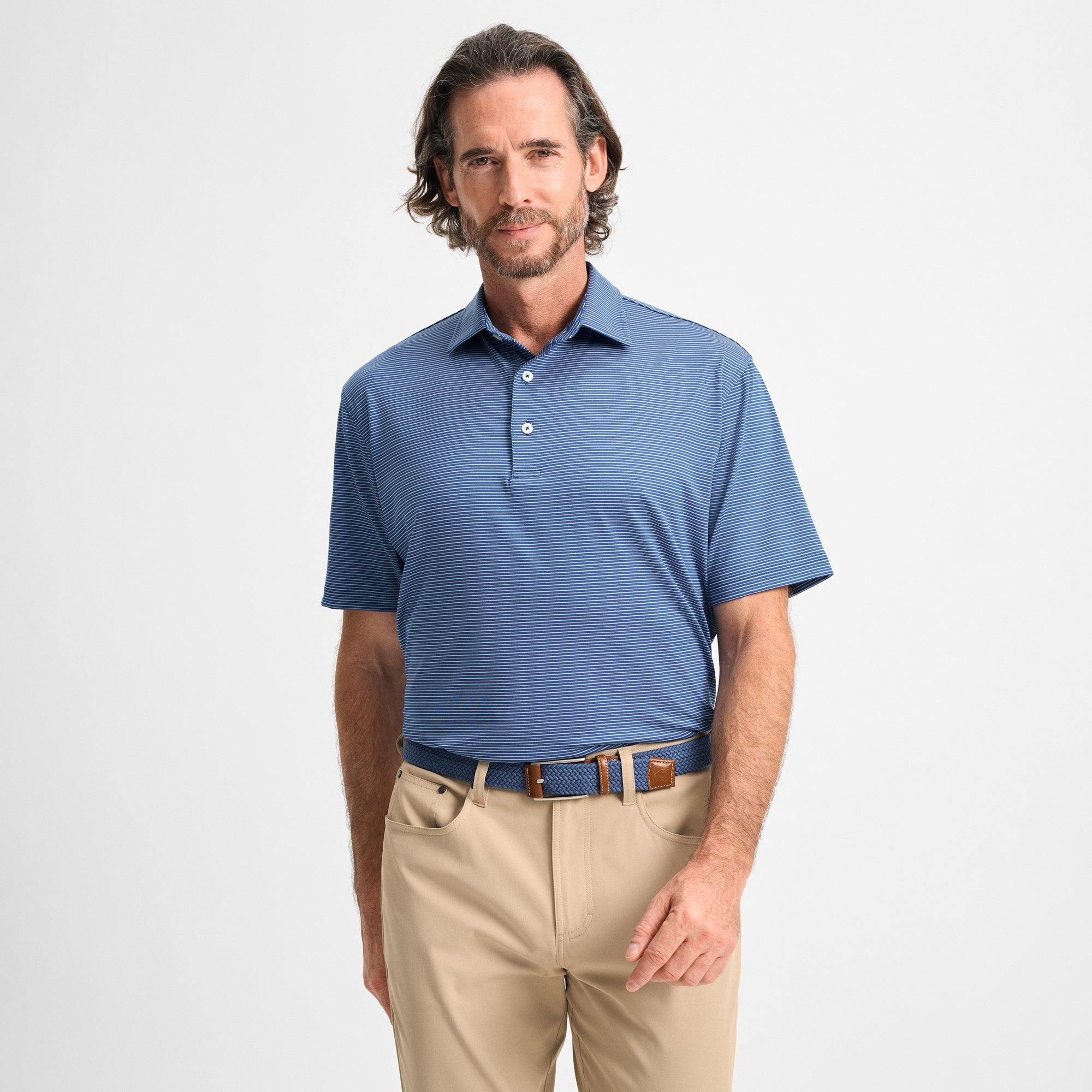 Heathered Pinstripe Performance Polo