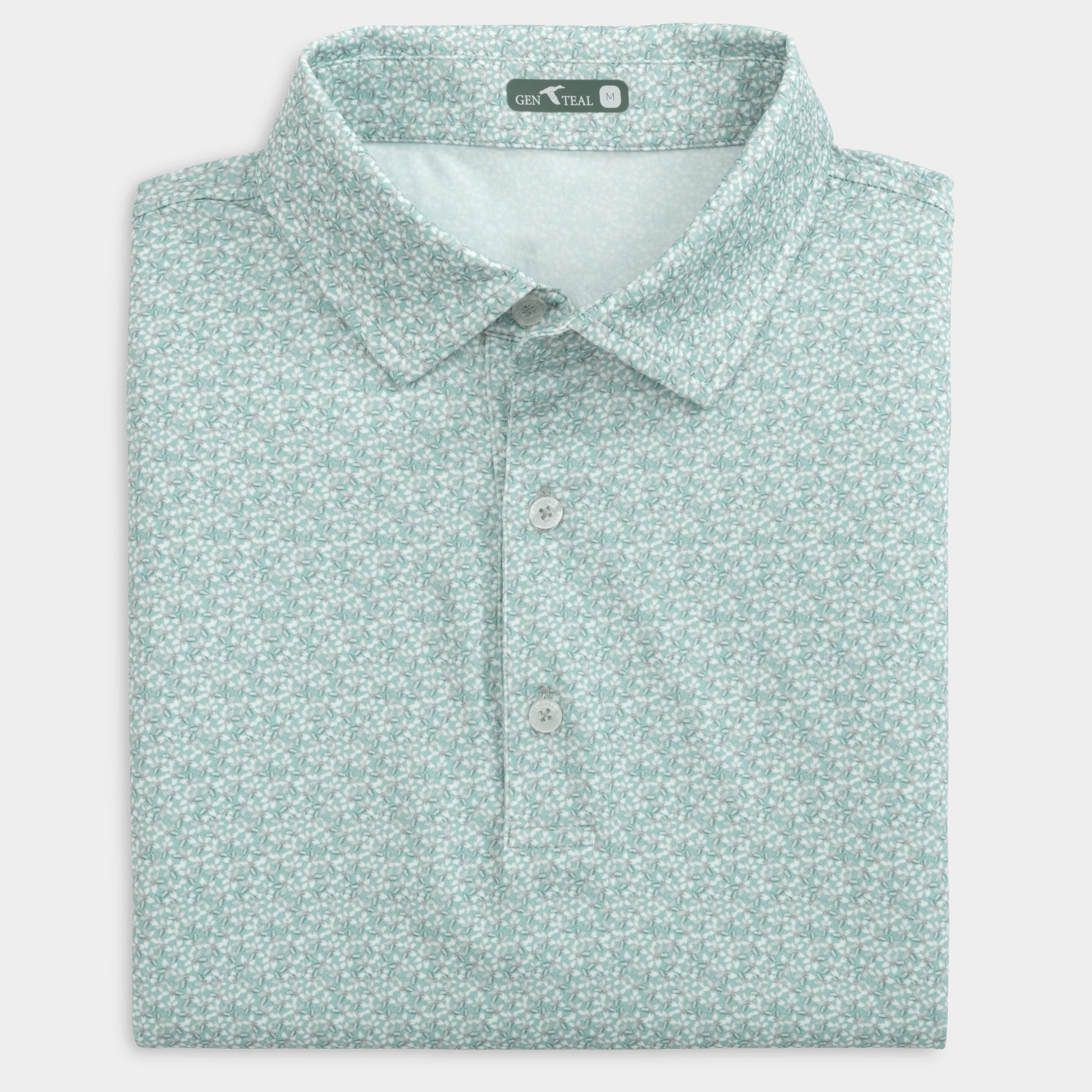 Plumeria Printed Performance Polo-GenTeal Apparel