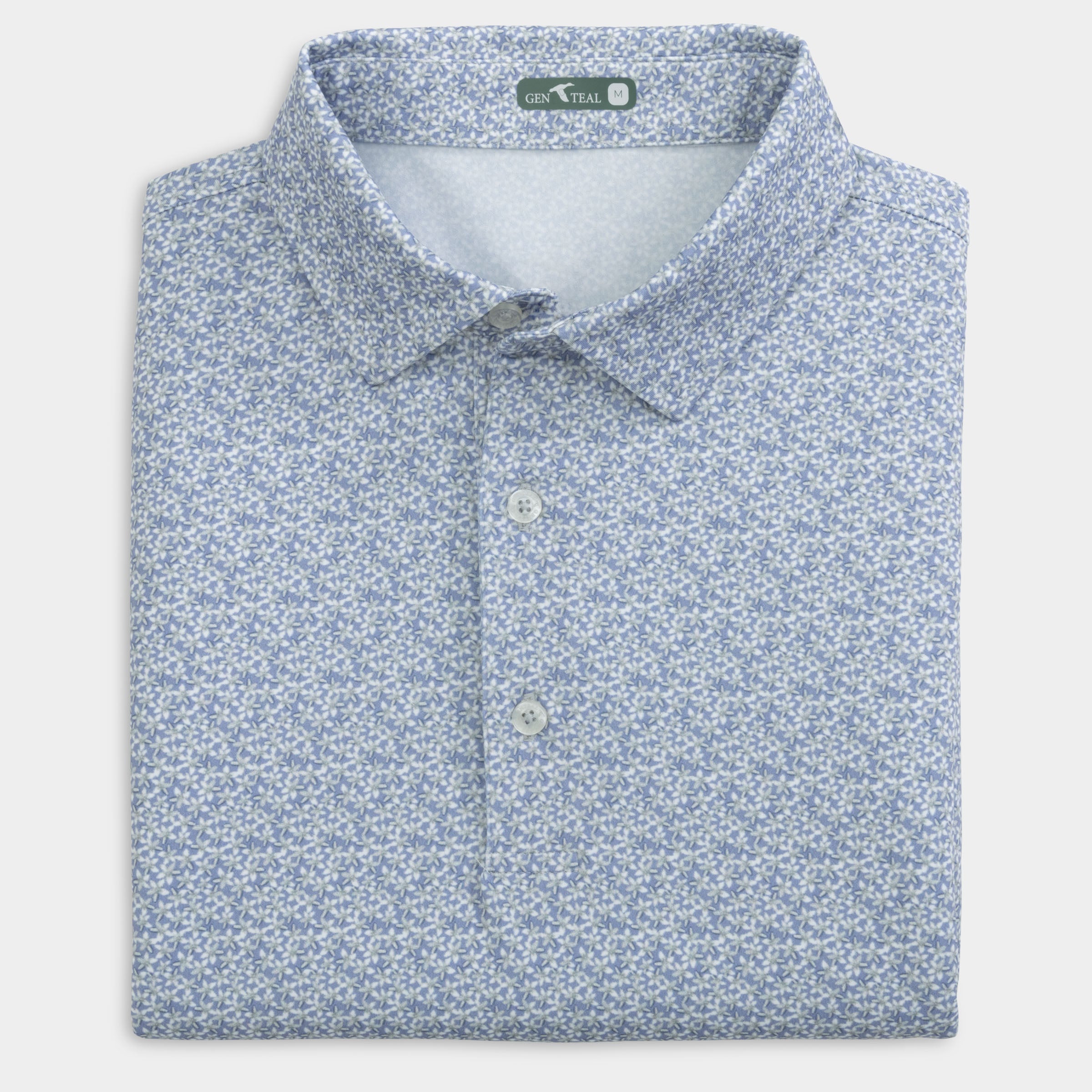 Plumeria Printed Performance Polo-GenTeal Apparel