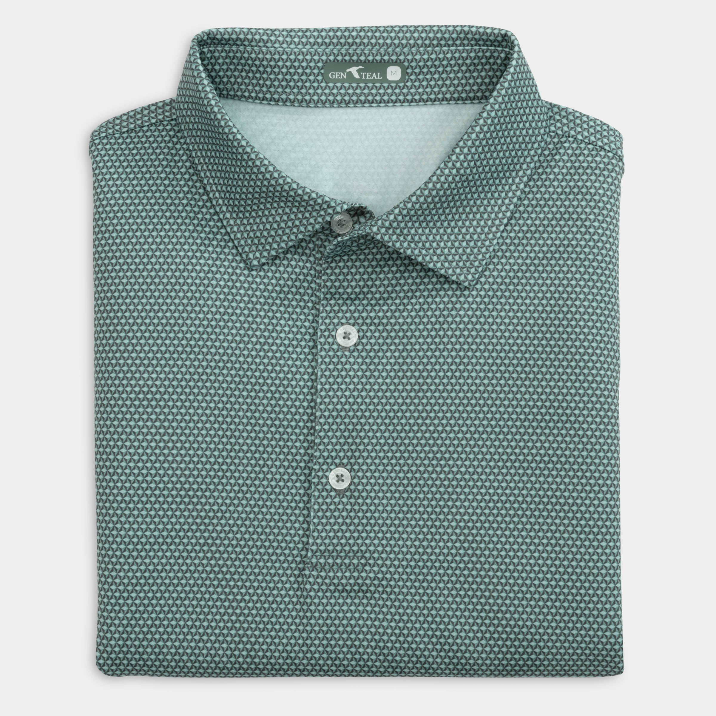 Cubes Printed Performance Polo-GenTeal Apparel