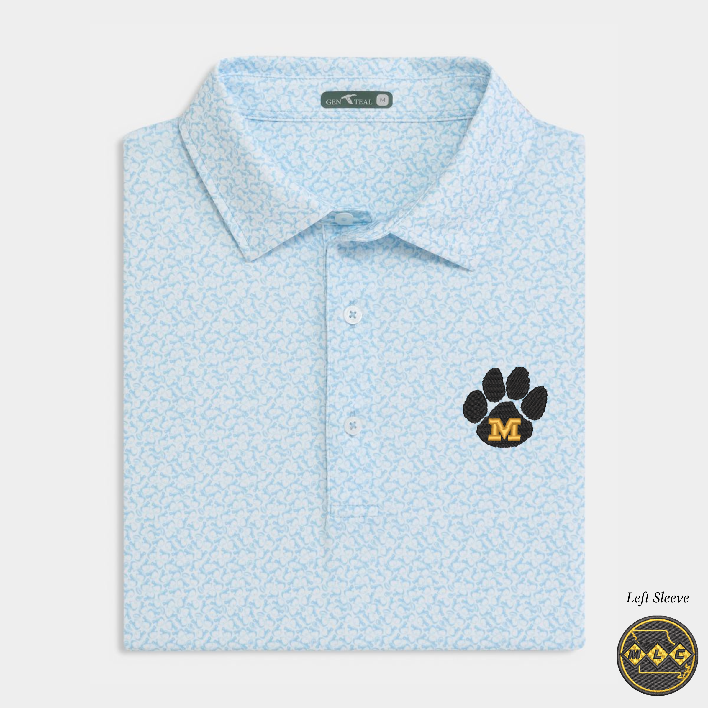 MLC Missouri Paw Heritage Blue Helmet Havoc Printed Performance Polo