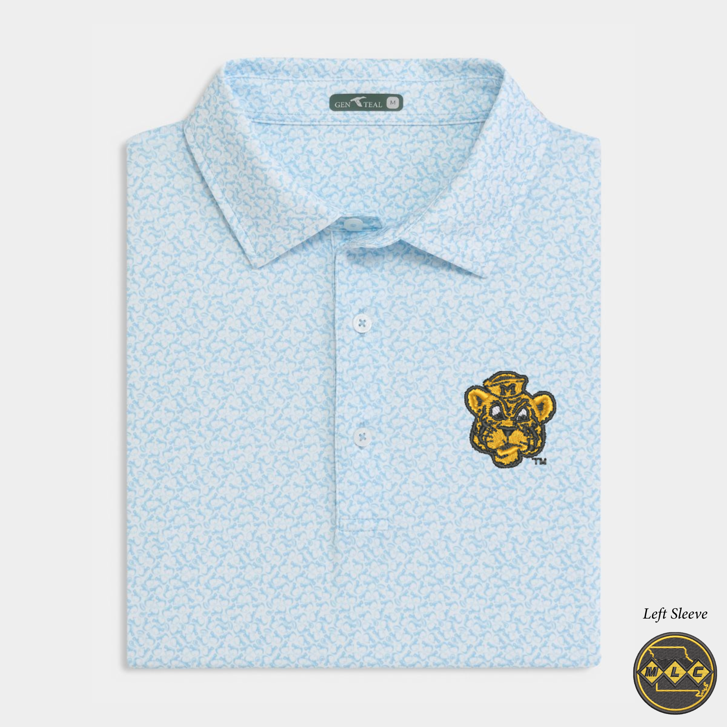 MLC Missouri Sailor Tiger Heritage Blue Helmet Havoc Printed Performance Polo