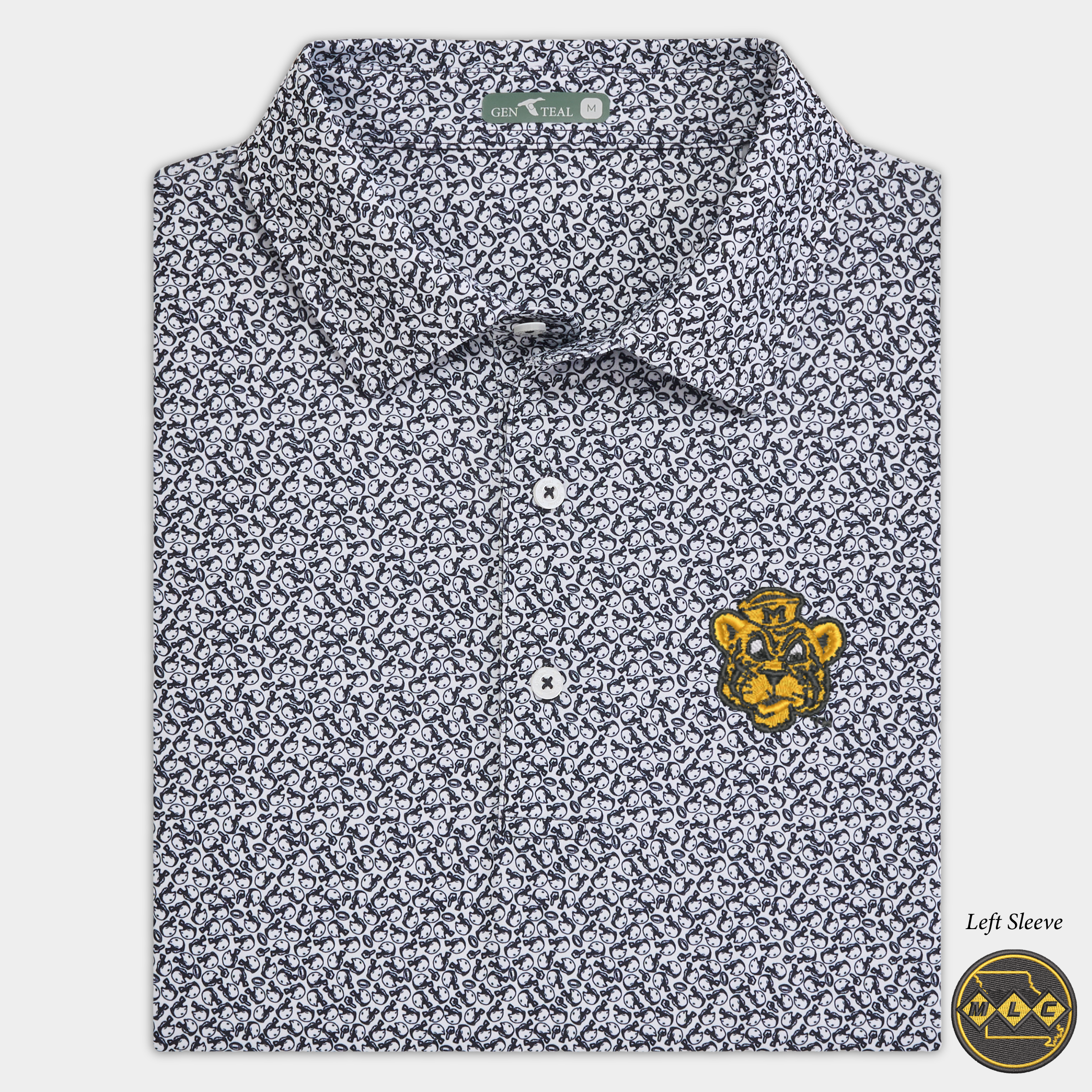 MLC Missouri Sailor Tiger Black Helmet Havoc Printed Performance Polo