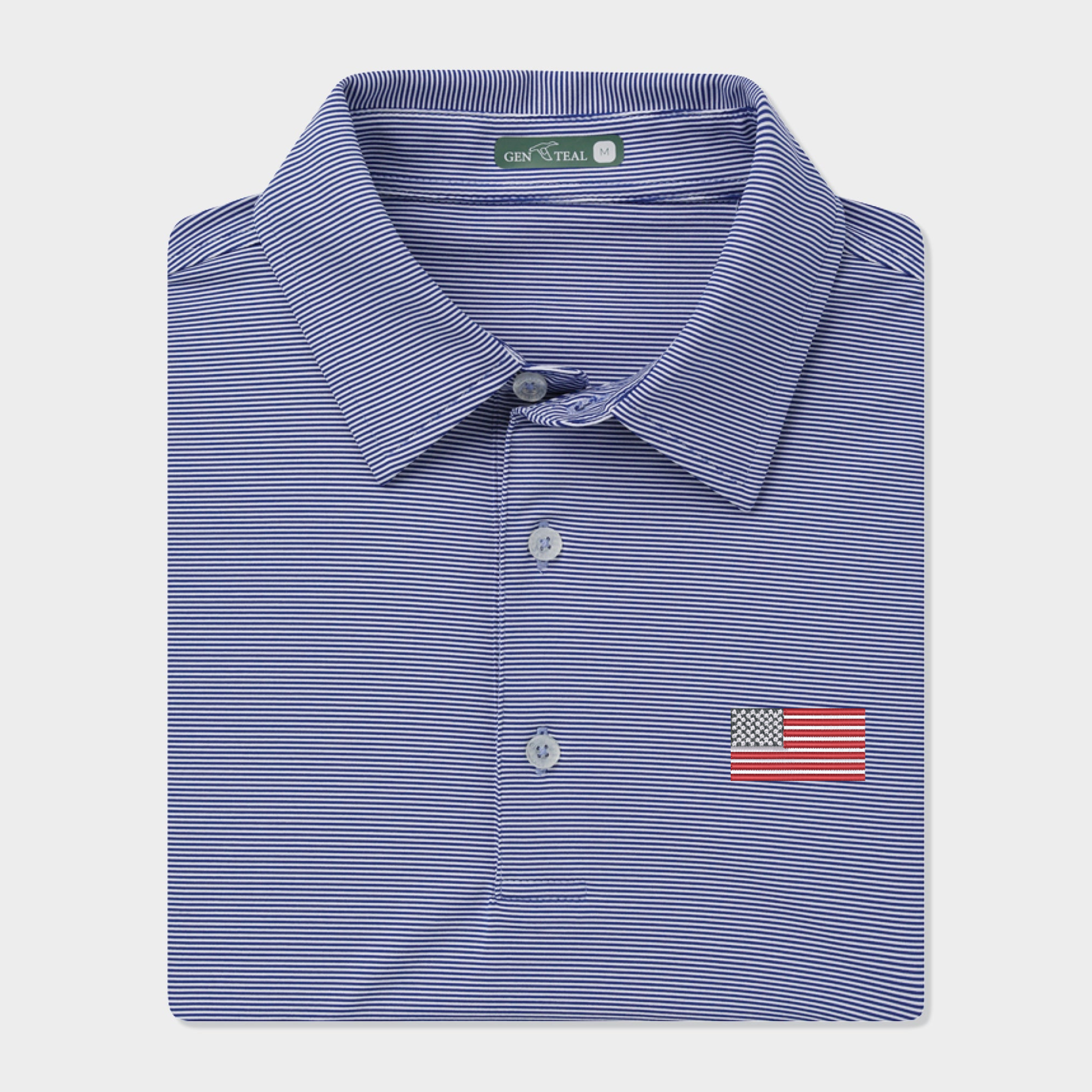 American Flag Pinstripe Performance Polo