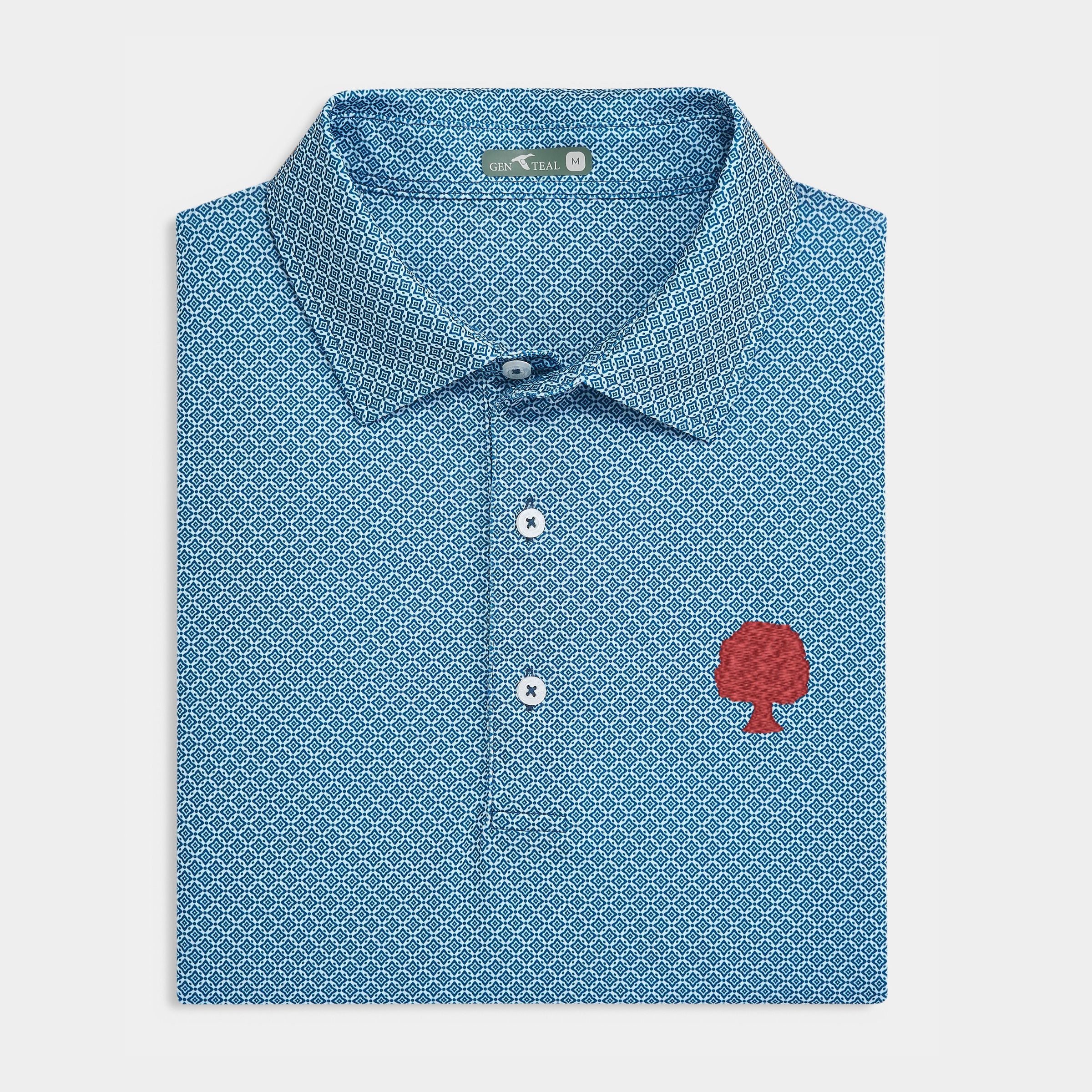 Grove Collective Diamond Lattice Printed Performance Polo
