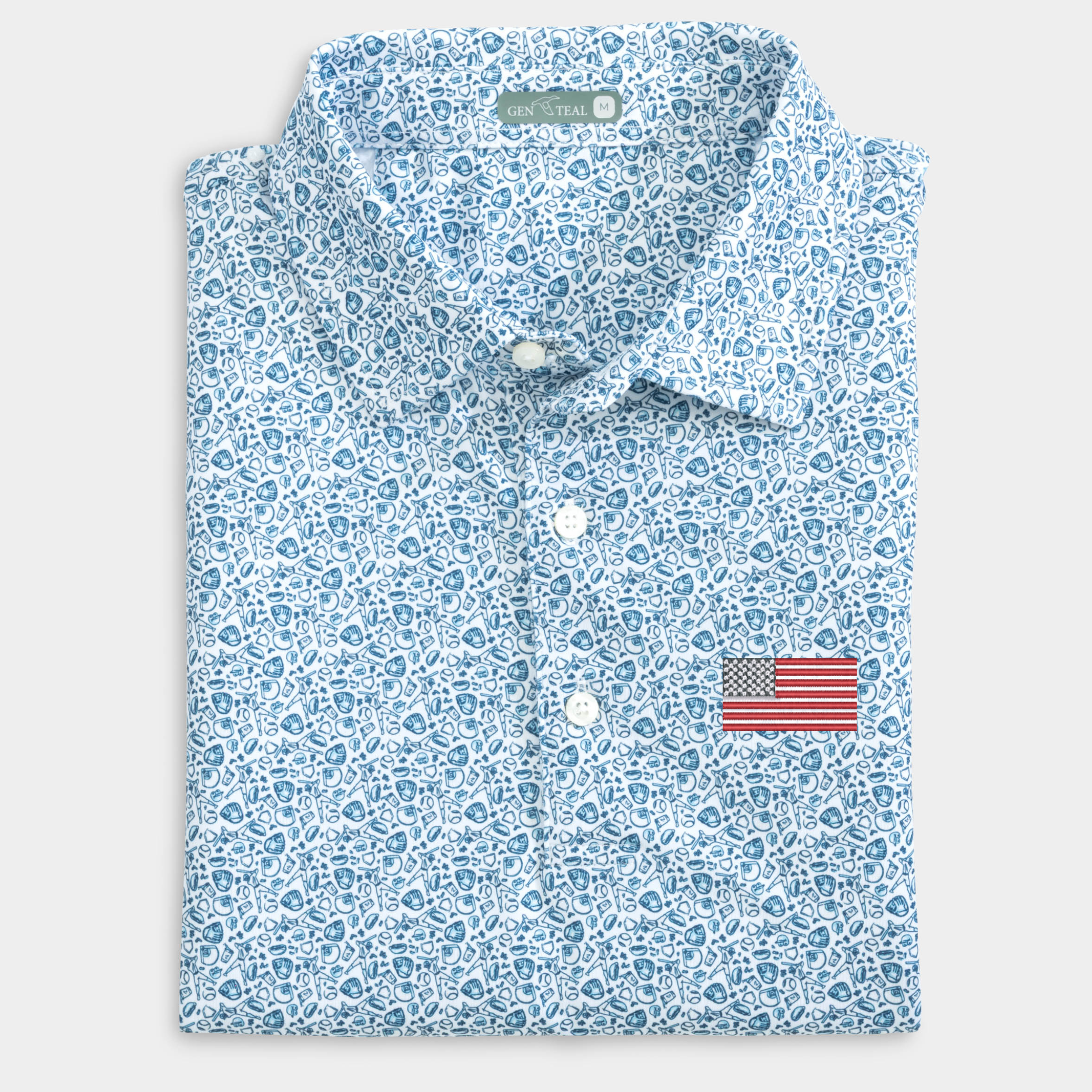 American Flag Fastball Printed Performance Polo