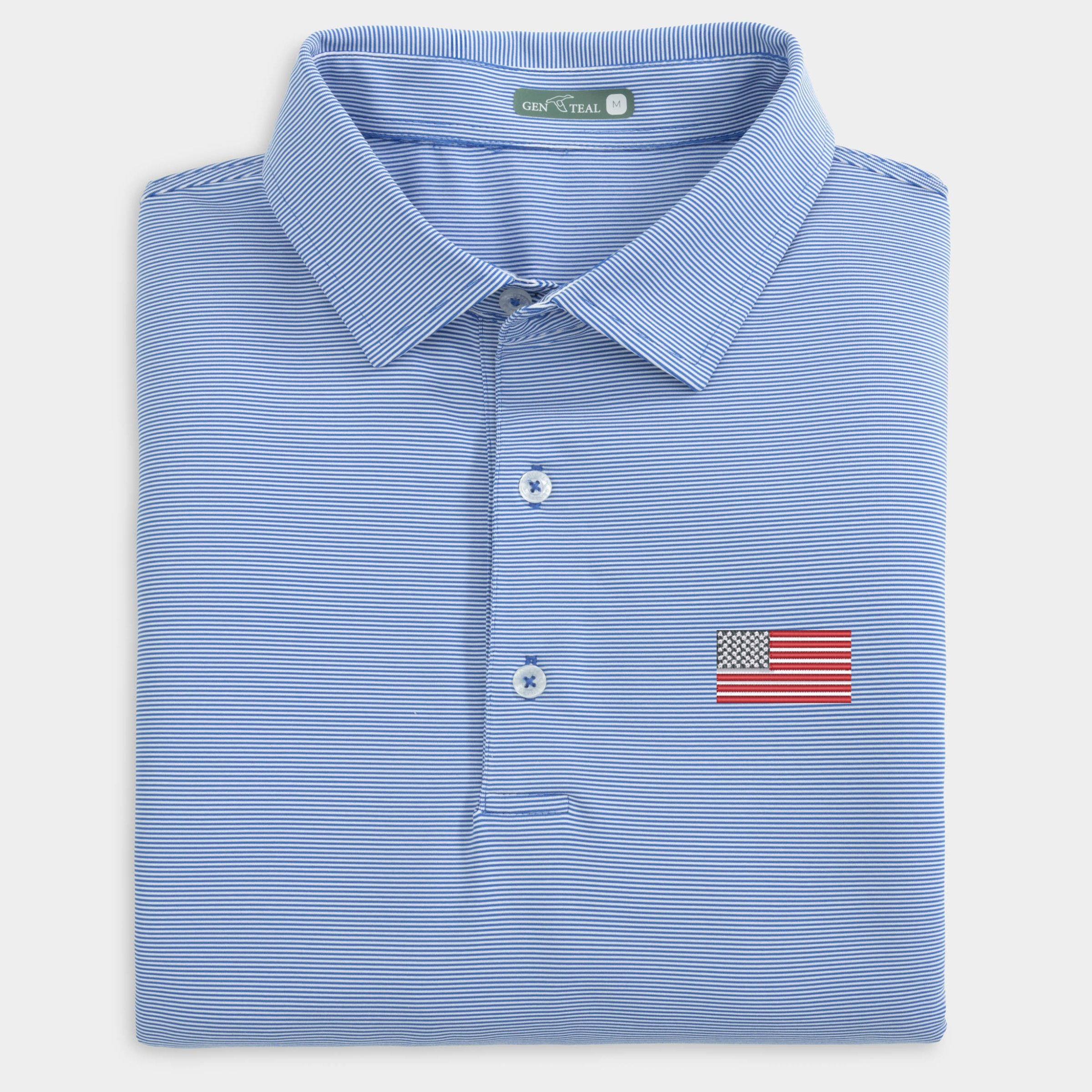 American Flag Pinstripe Performance Polo