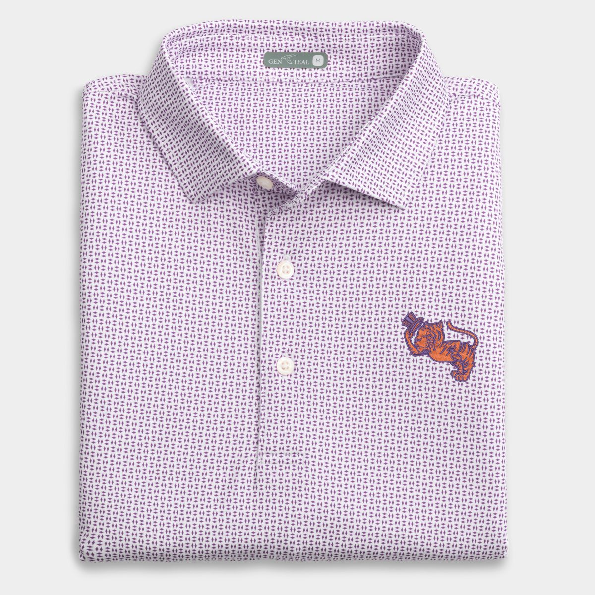 Clemson Top Hat Tiger Trellis Printed Performance Polo