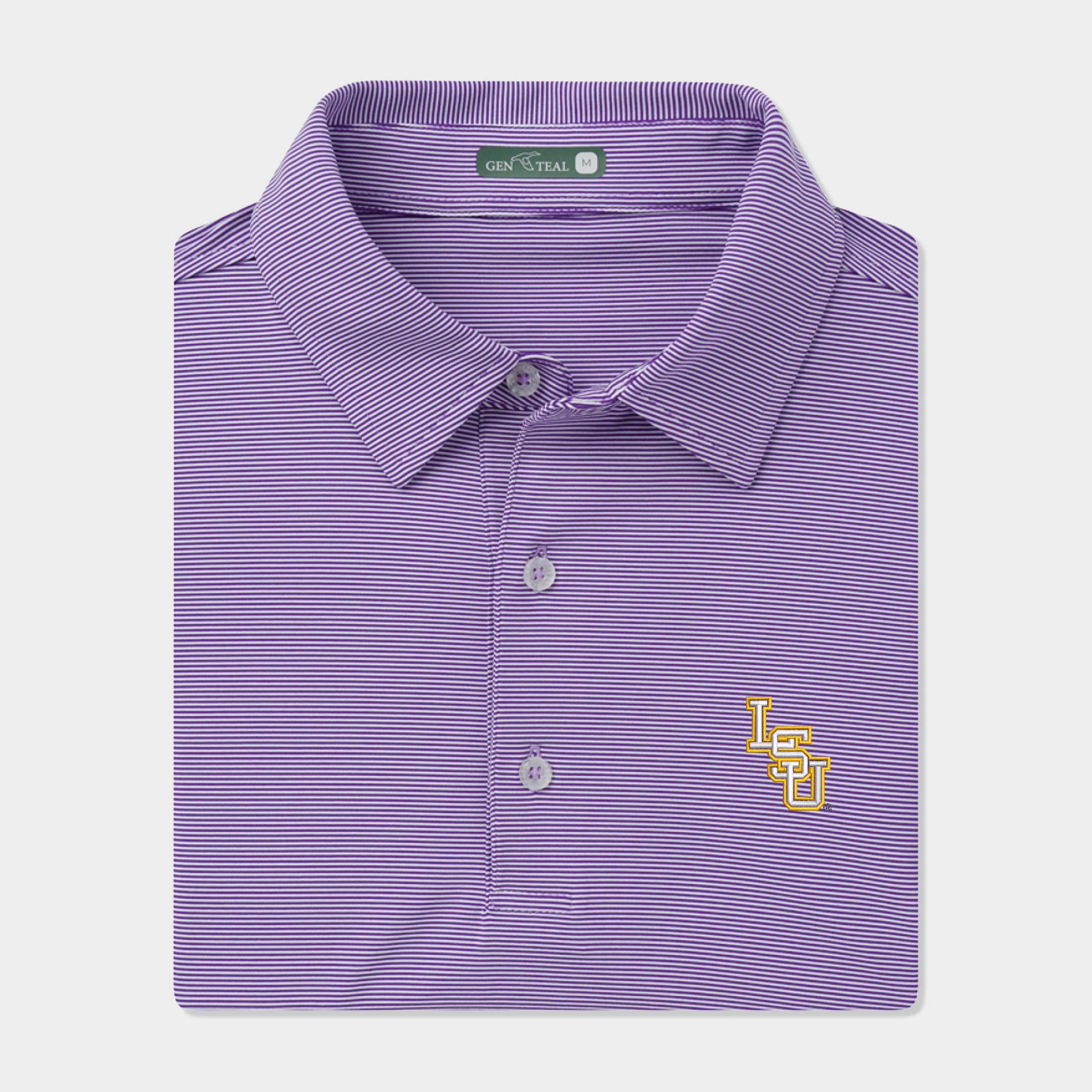 LSU Stacked Pinstripe Performance Polo