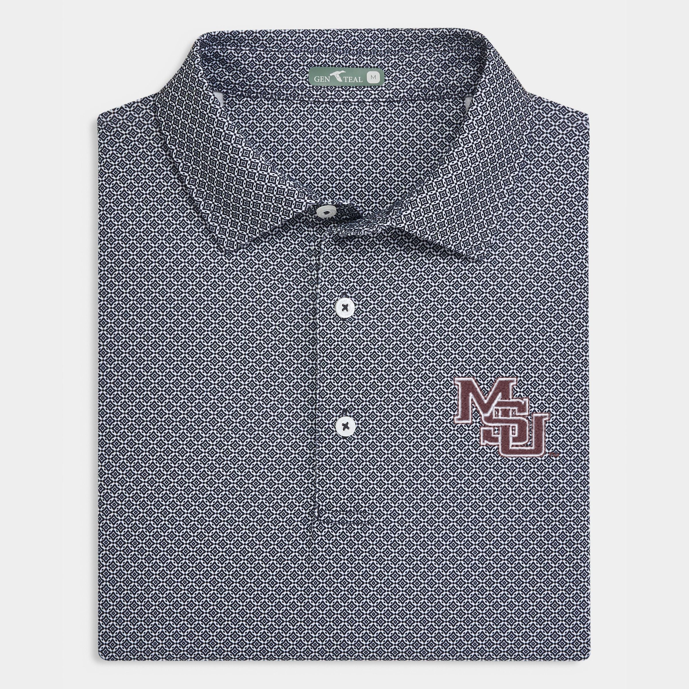 Mississippi State Vault Diamond Lattice Printed Performance Polo