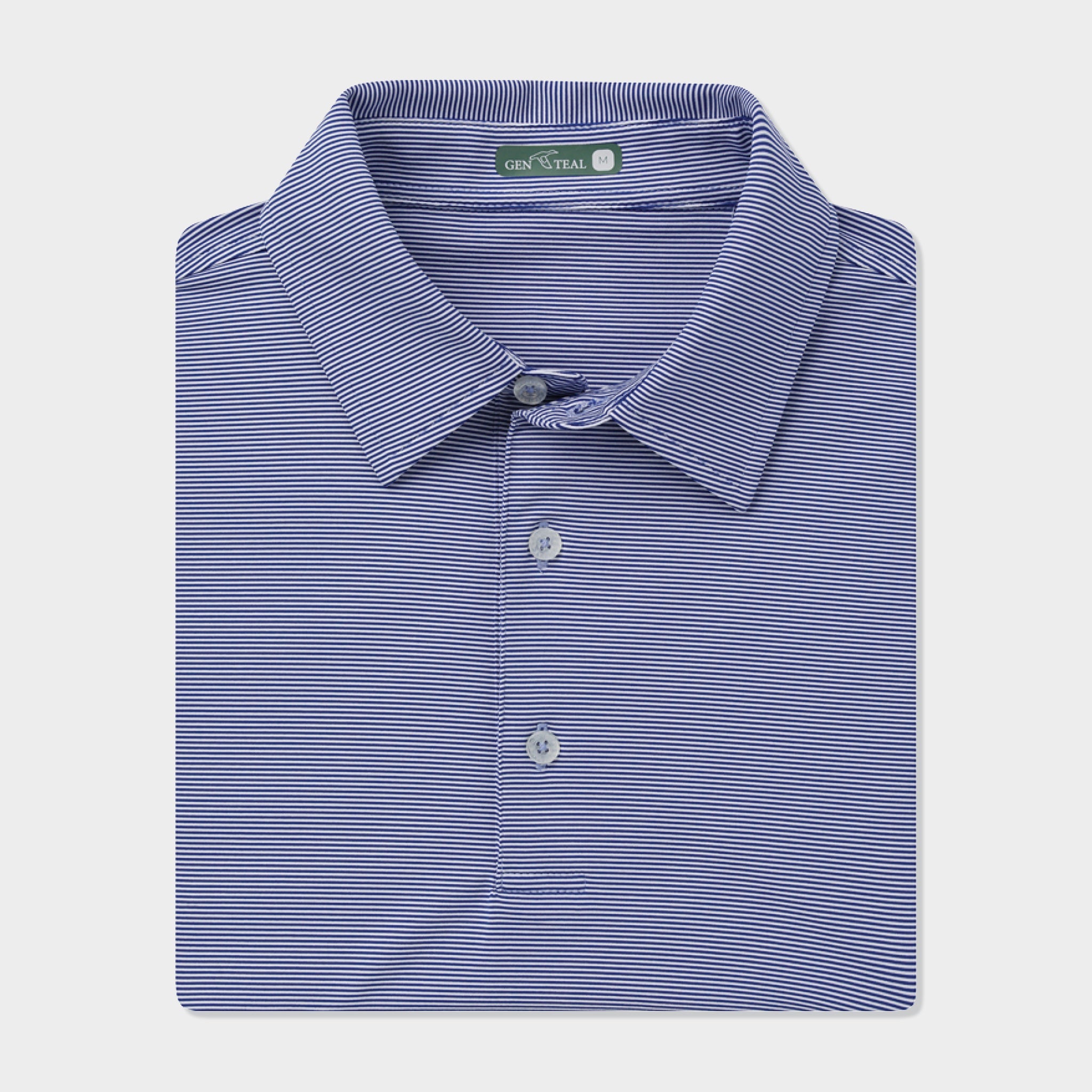 Collegiate Pinstripe Performance Polo-GenTeal Apparel