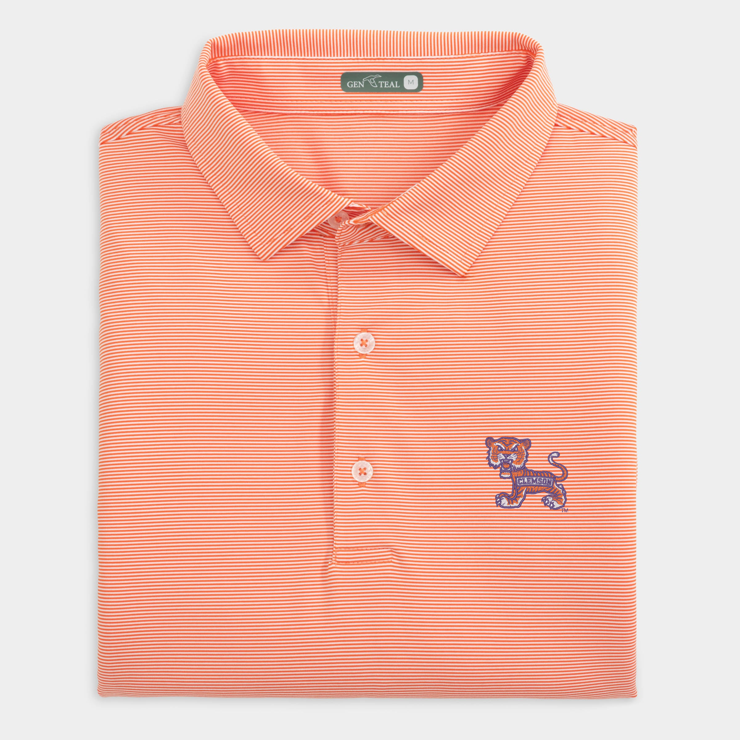 Clemson Vault Banner Tiger Pinstripe Performance Polo