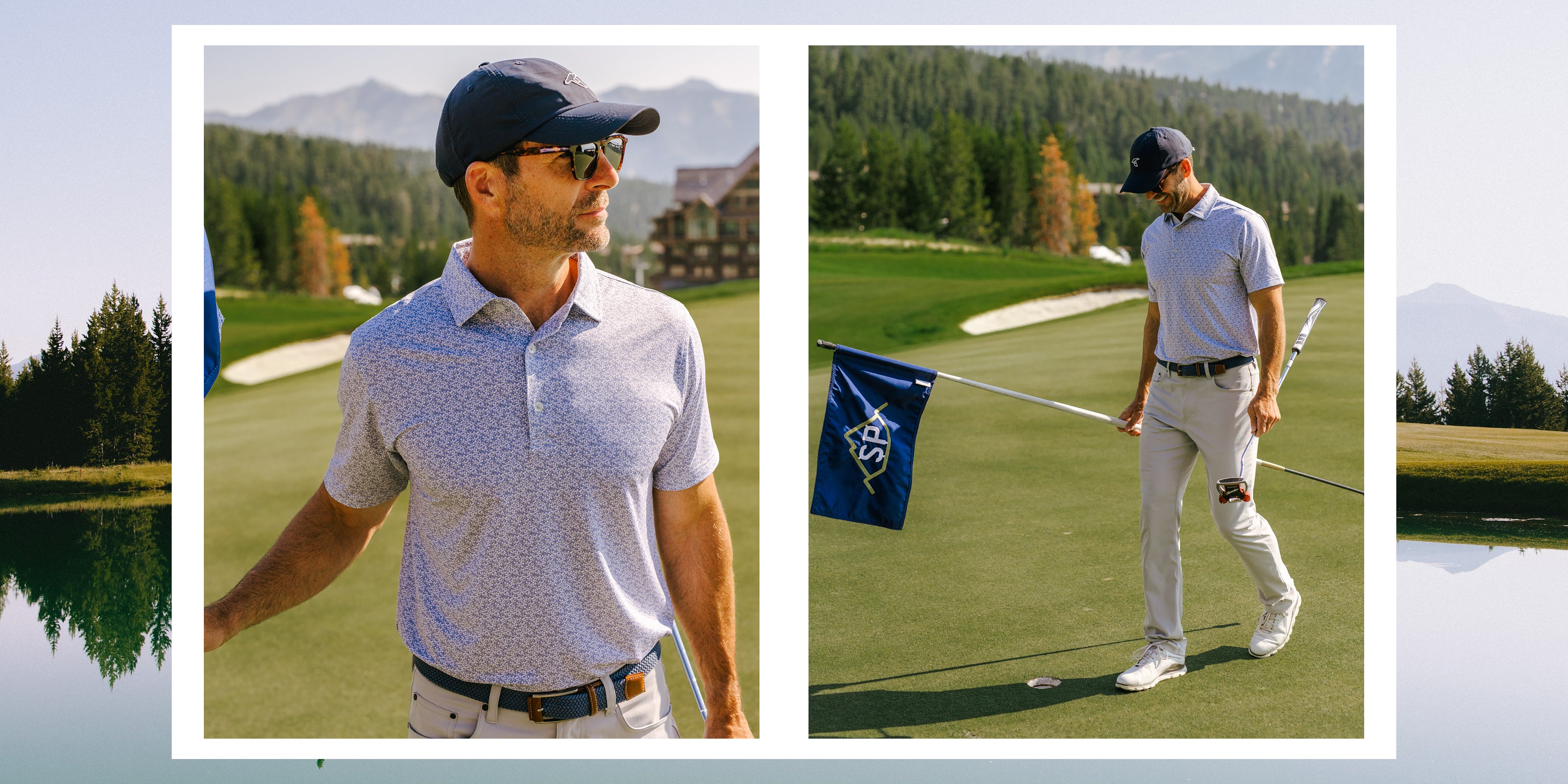 Man on the golf course in GenTeal clothing and accessories.